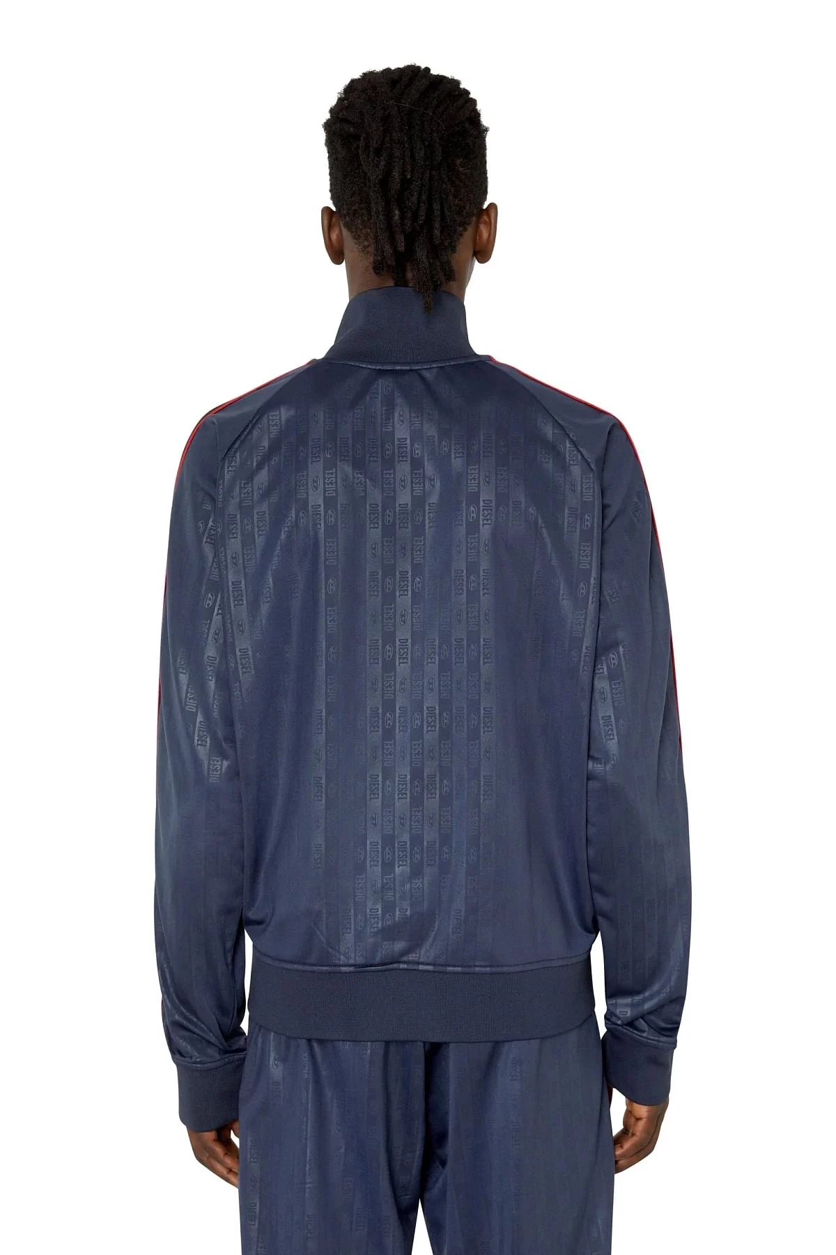 Blue Track jacket with striped logo motif
