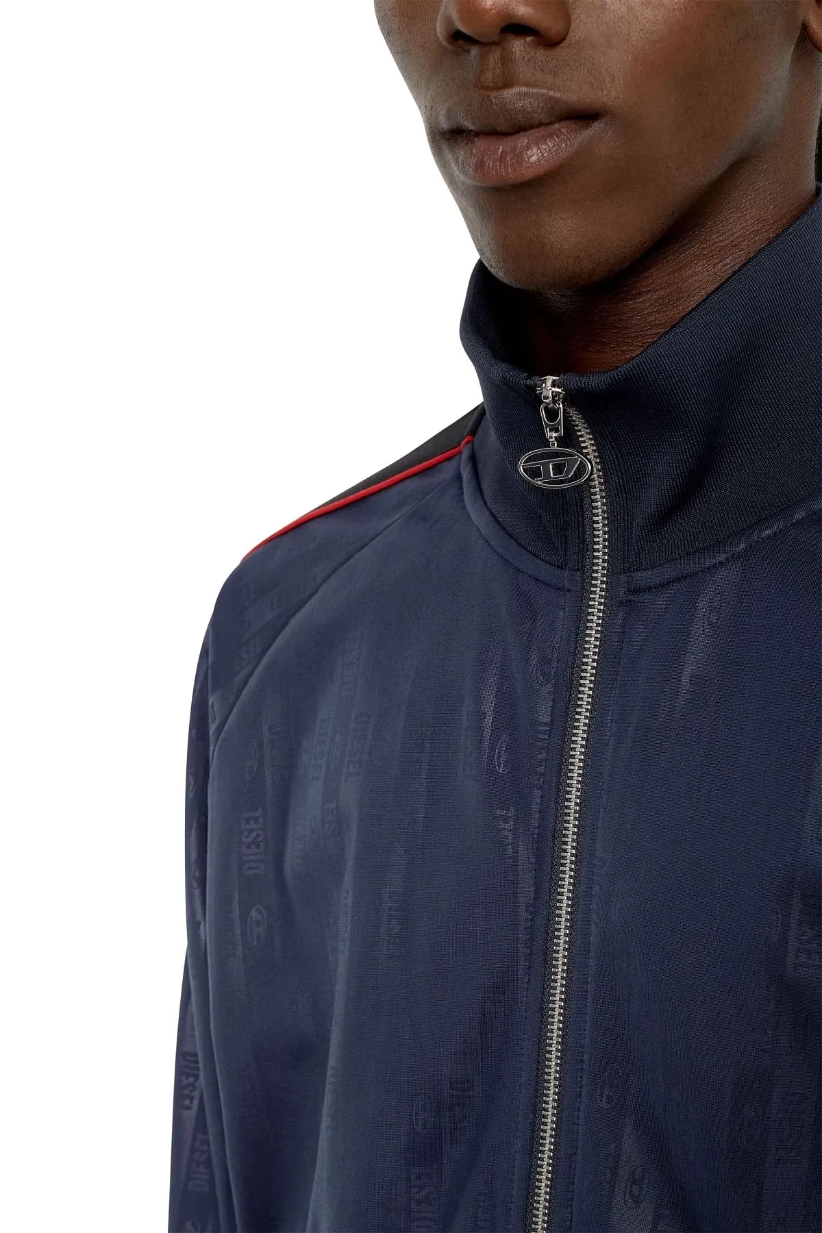 Blue Track jacket with striped logo motif