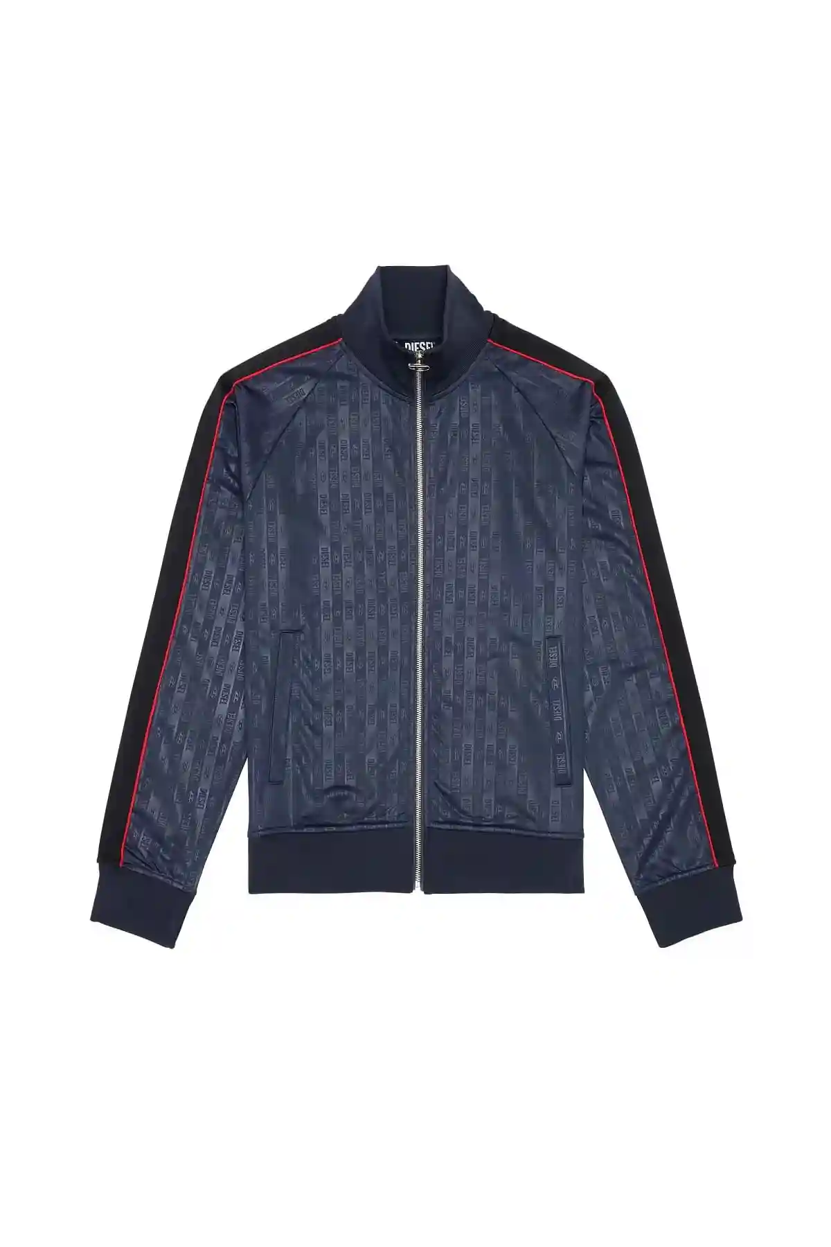 Blue Track jacket with striped logo motif