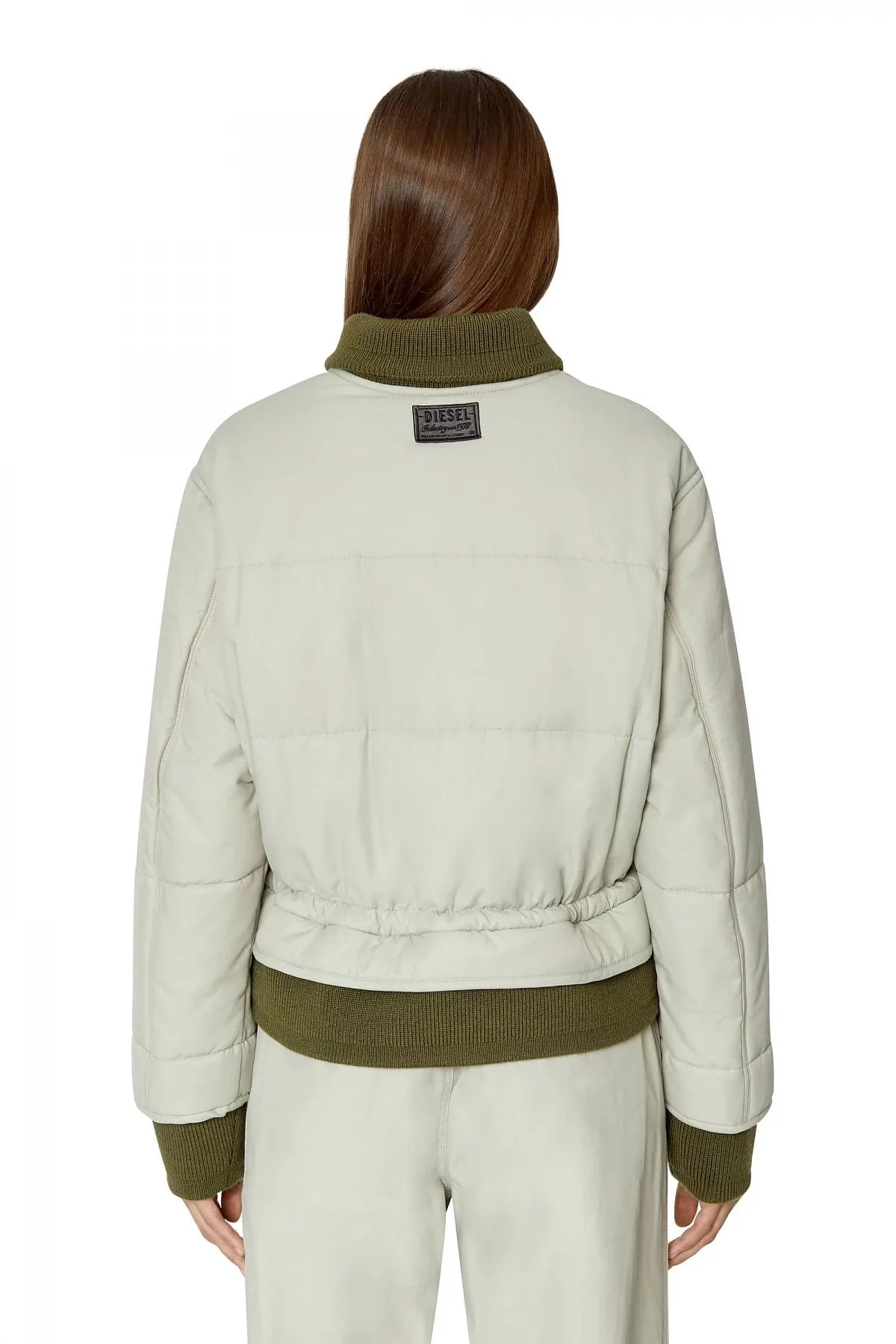 Grey Quilted bomber jacket with layered effect