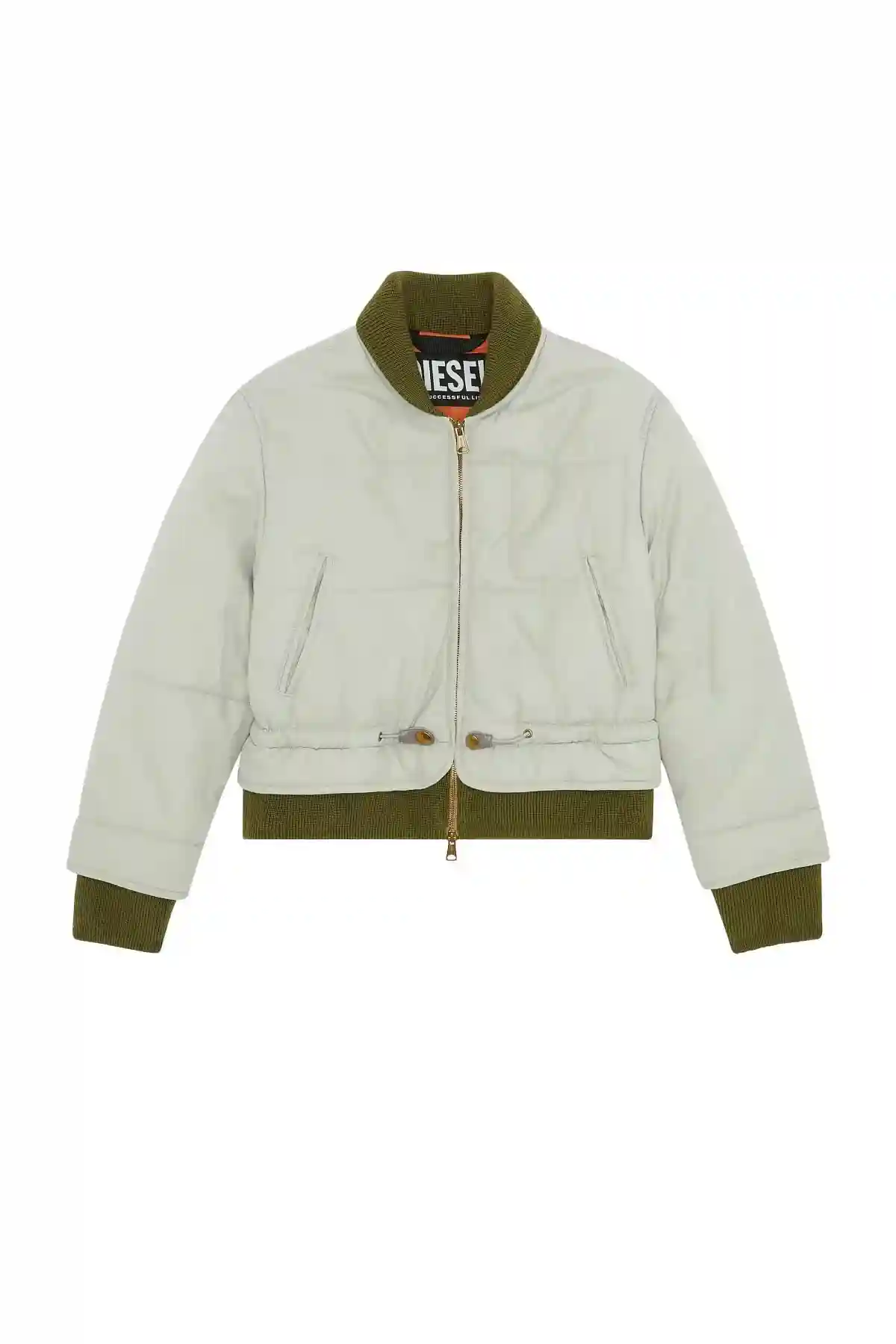 Grey Quilted bomber jacket with layered effect