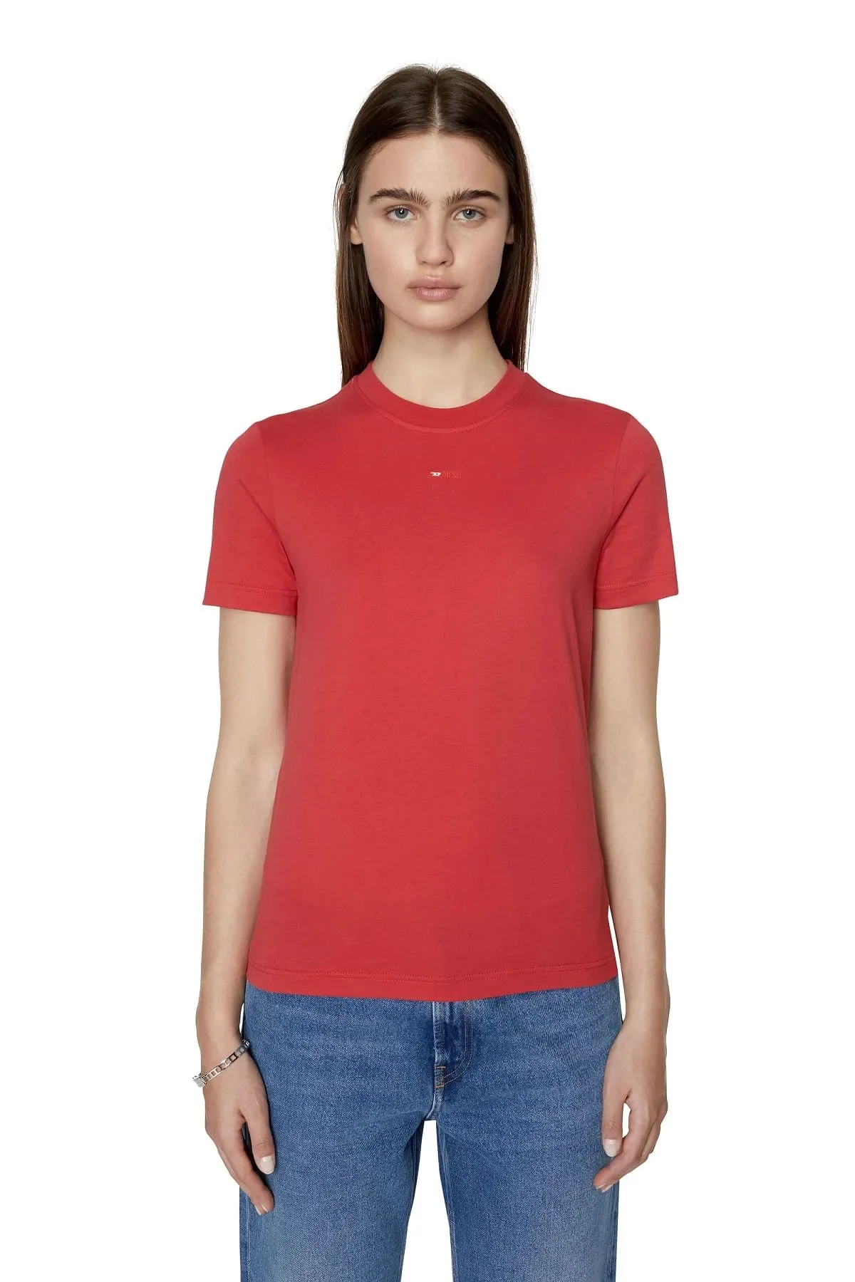 Red T-shirt with embroidered micro logo