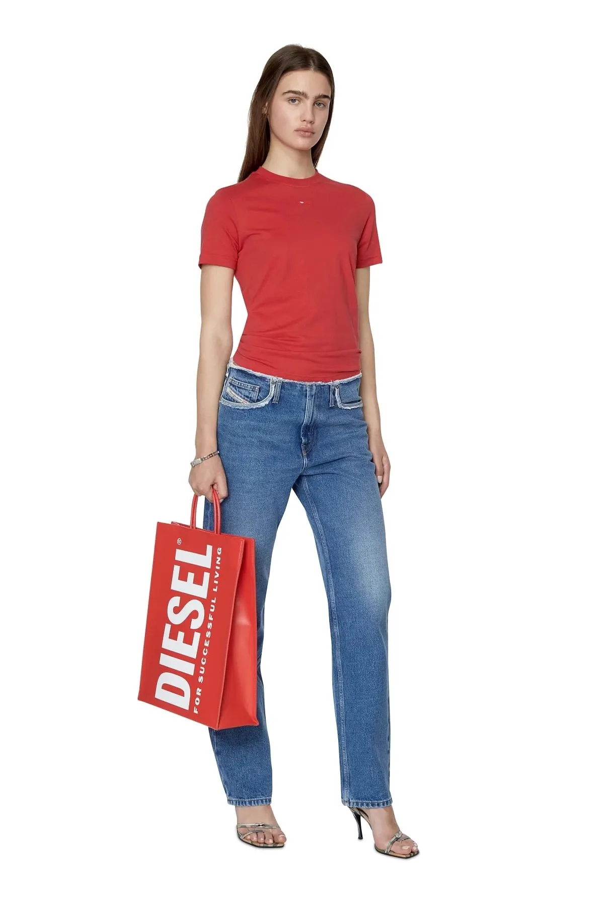 Red T-shirt with embroidered micro logo
