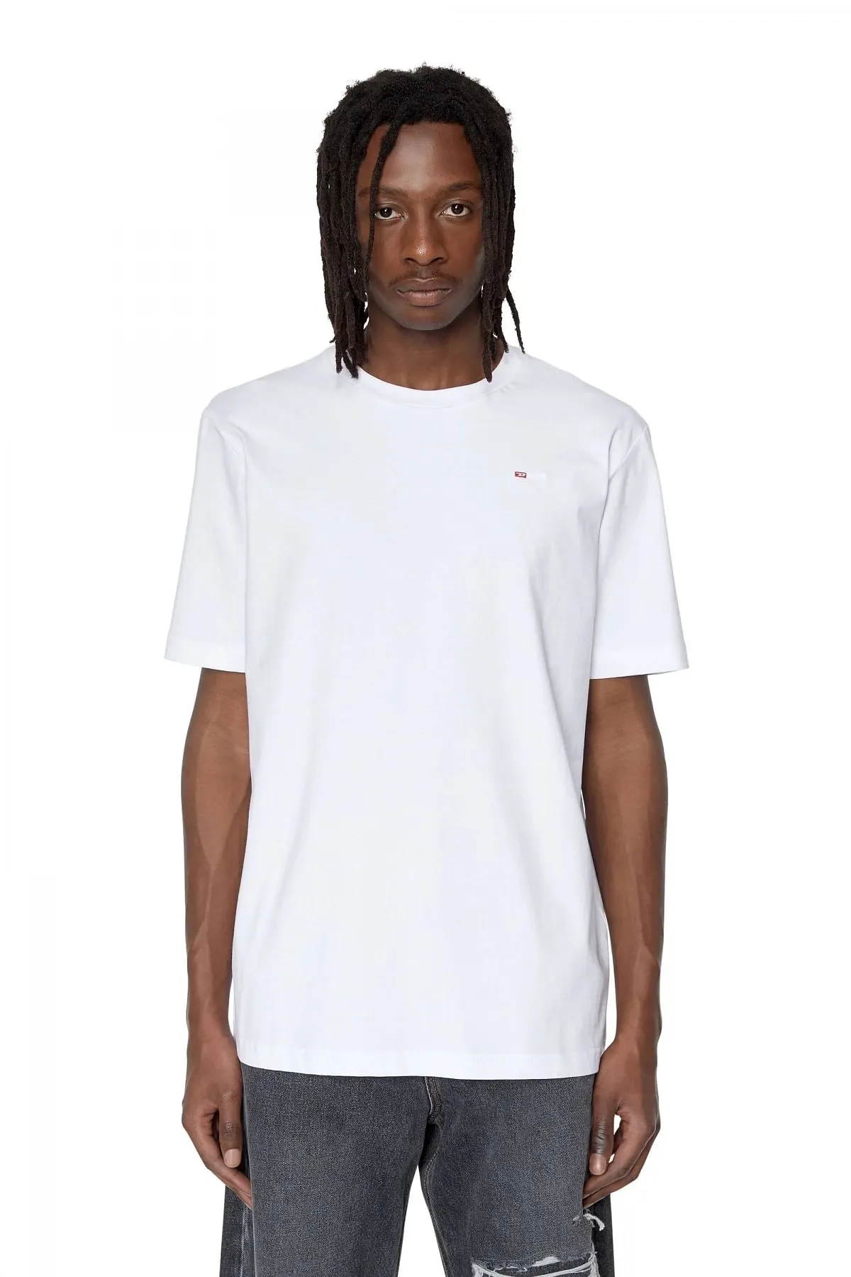White T-shirt with micro-embroidered logo