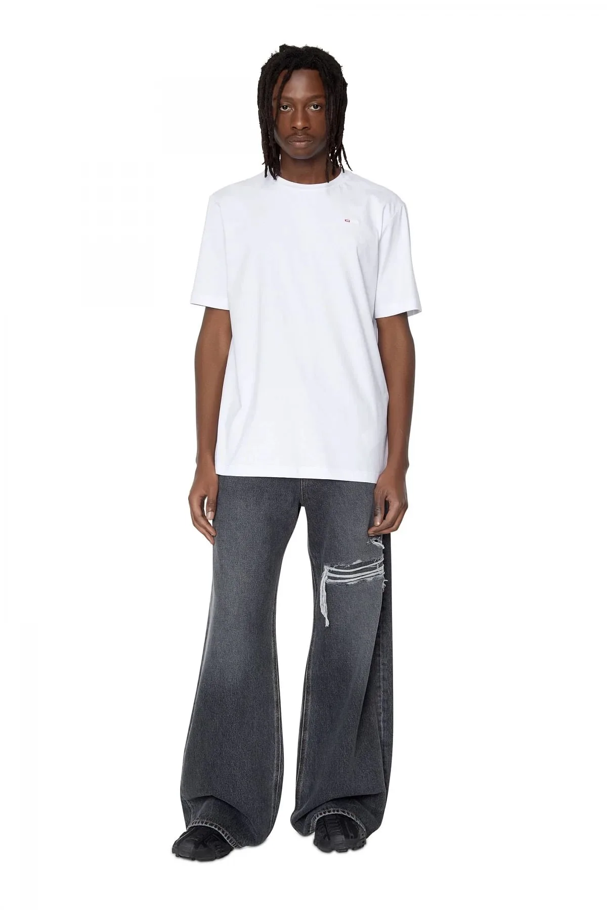 White T-shirt with micro-embroidered logo