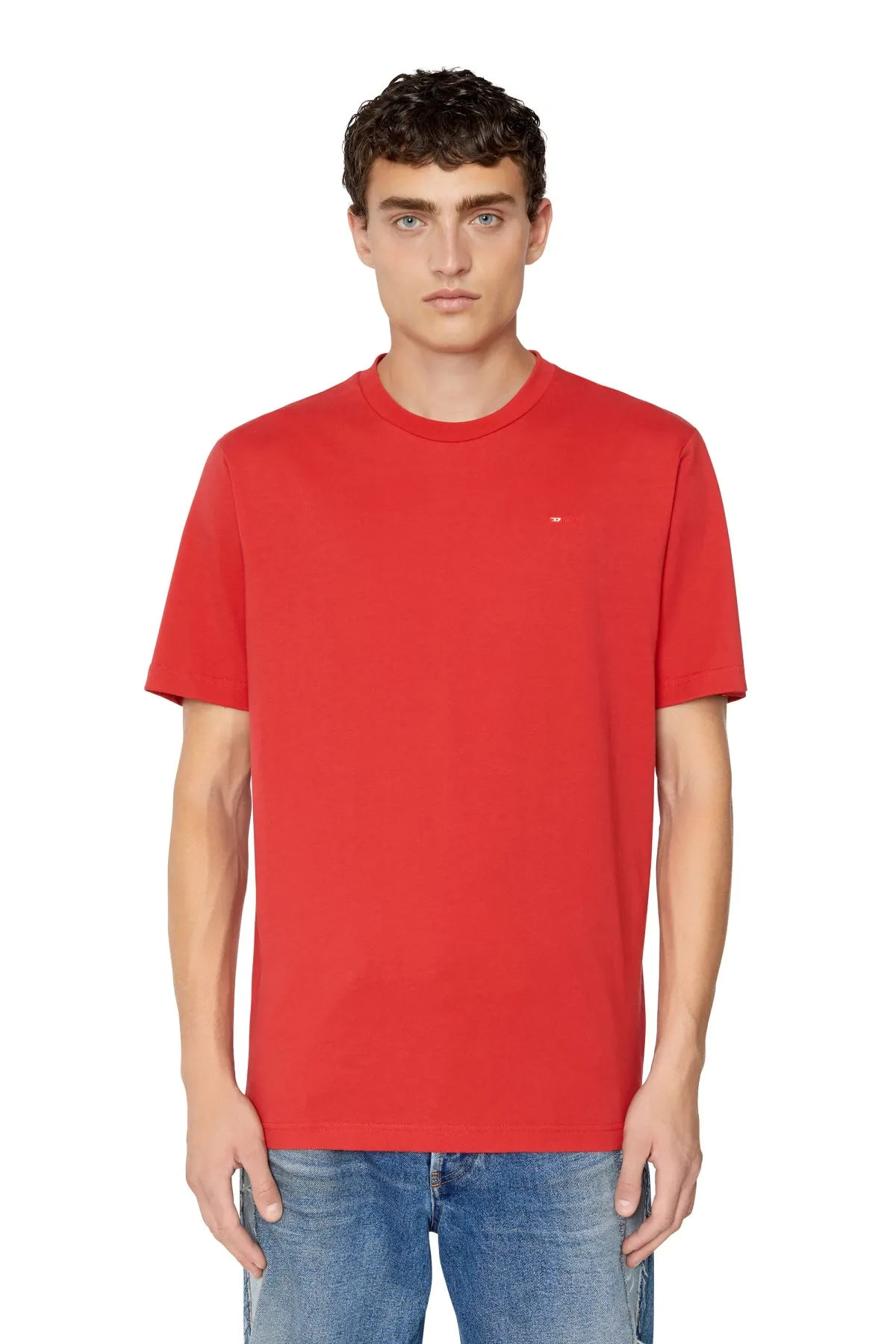 Red T-shirt with micro-embroidered logo