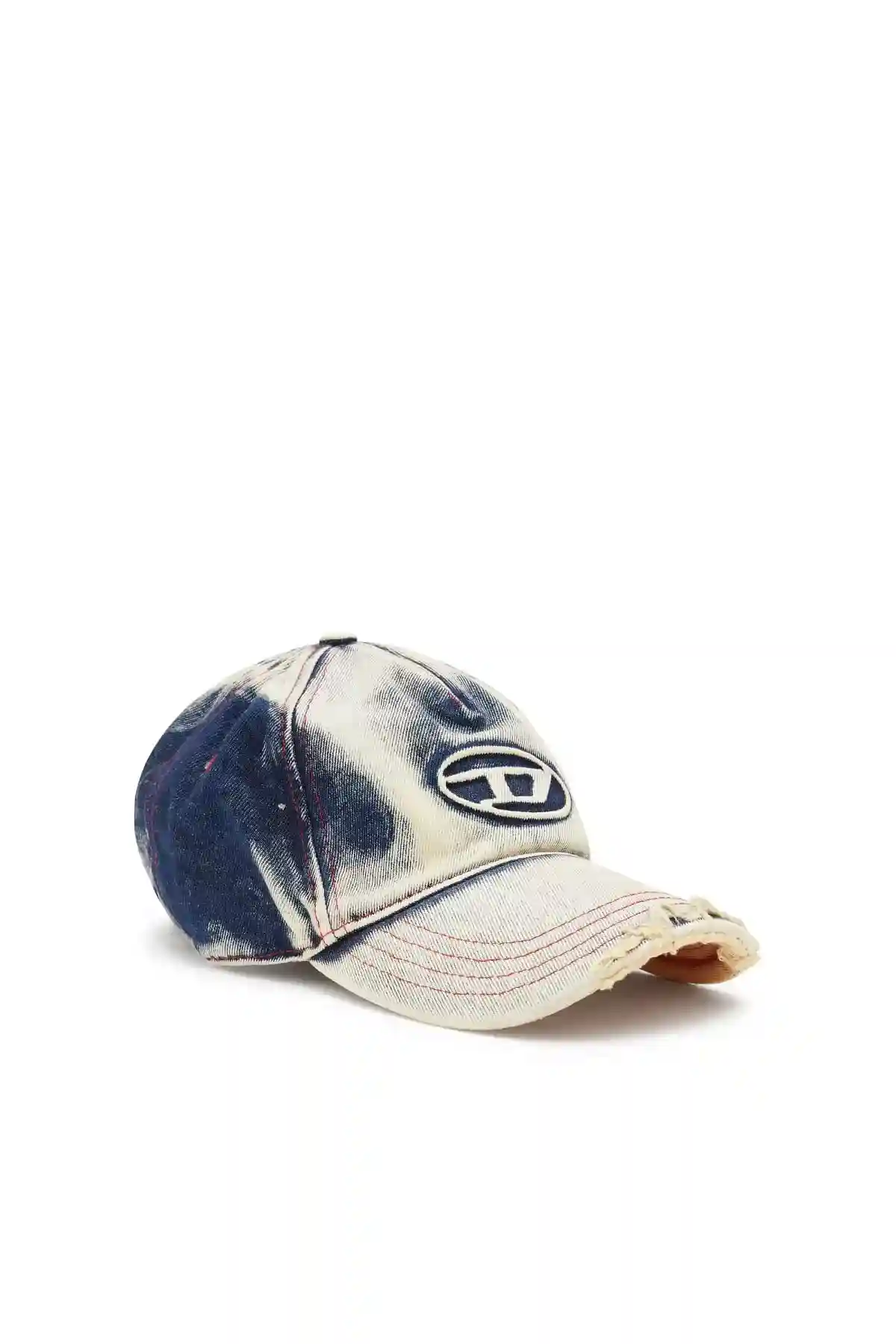 Blue and White Baseball cap in treated denim