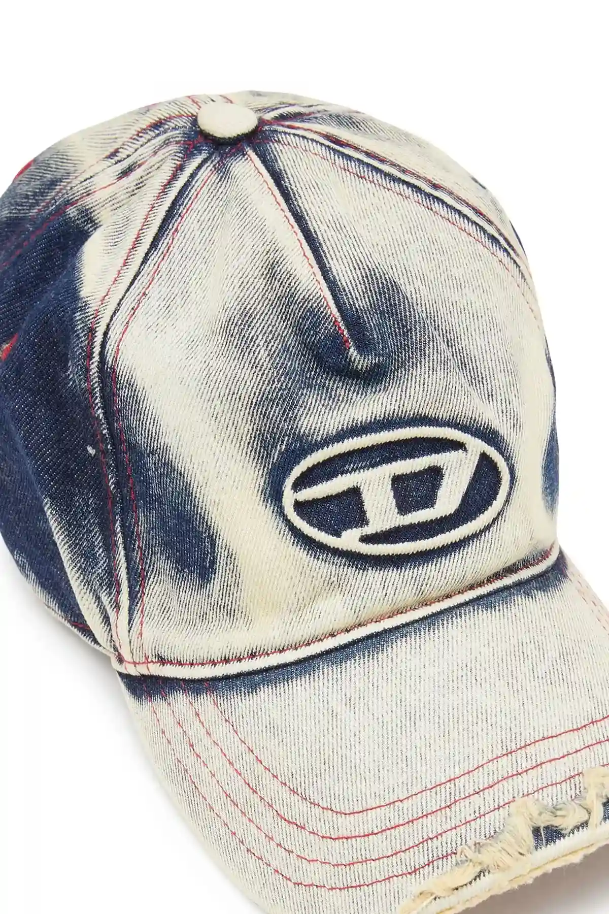 Blue and White Baseball cap in treated denim