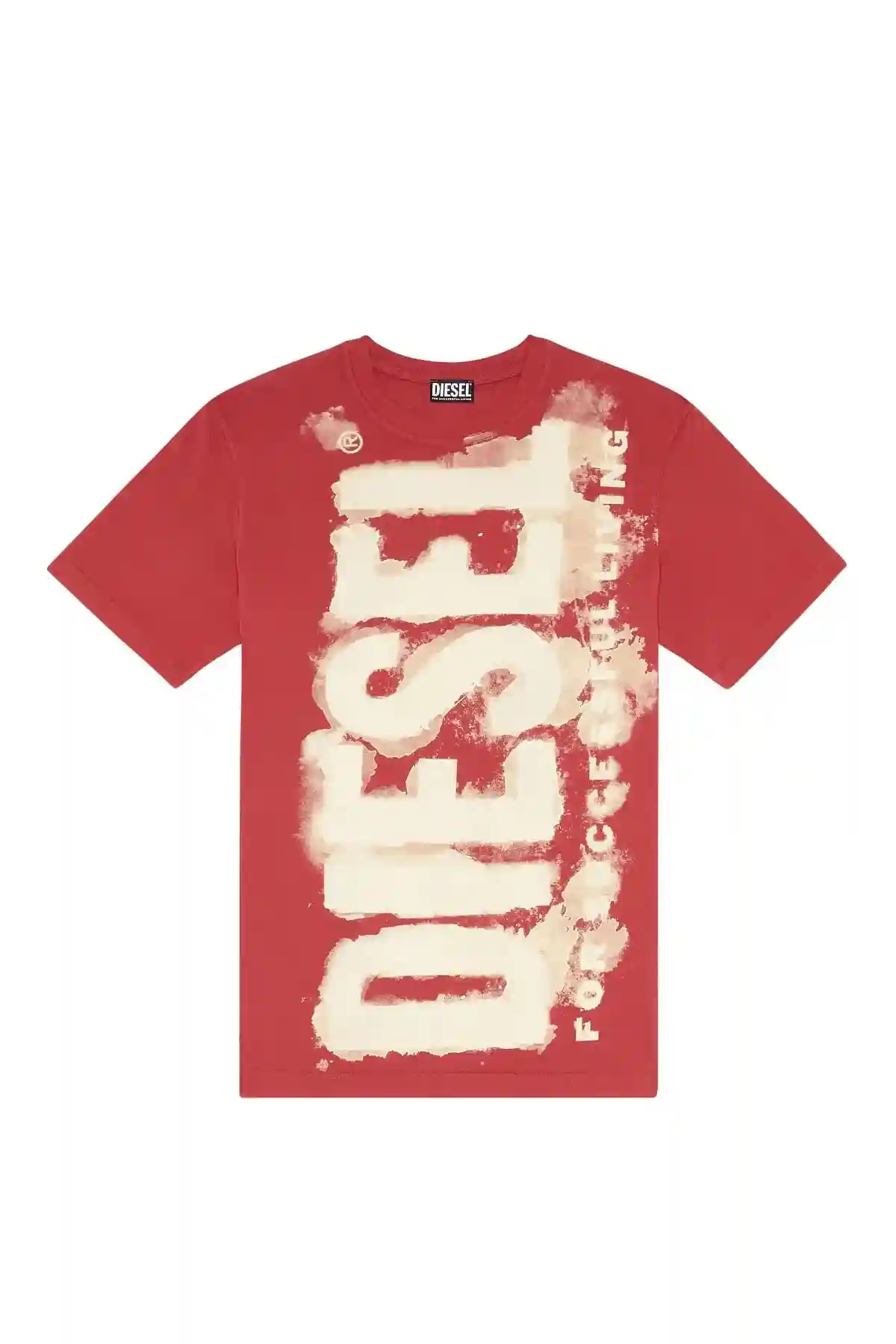 【DIESEL】 red cotton t-shirt (関税送料込) Red T-shirt with bleeding logo print