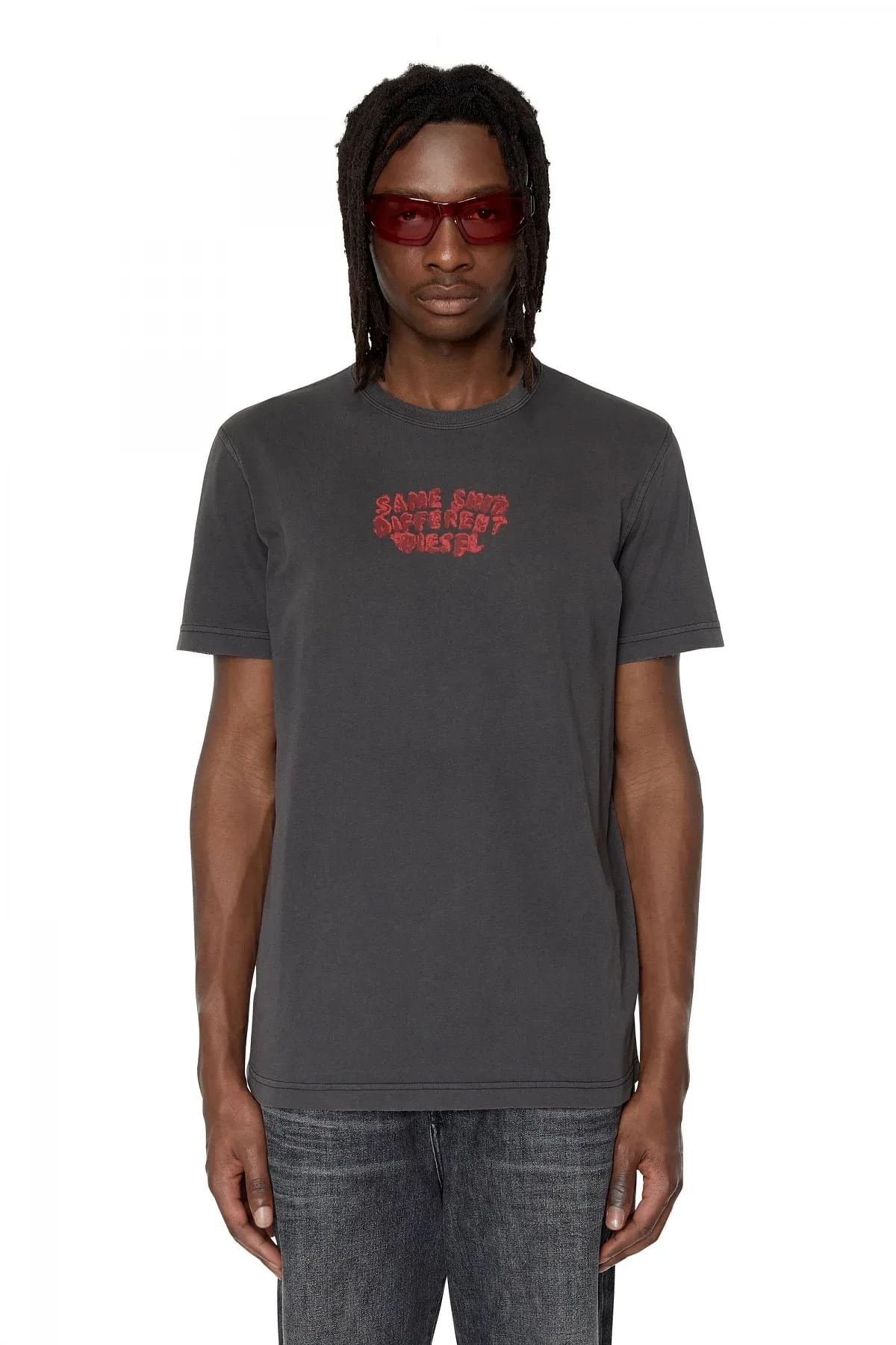 Grey T-shirt with bleeding print