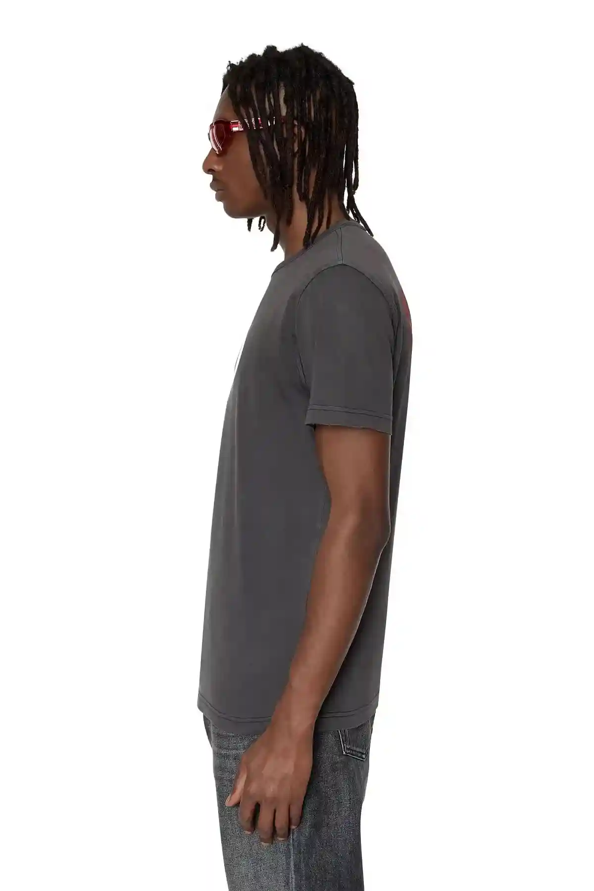 Grey T-shirt with bleeding print