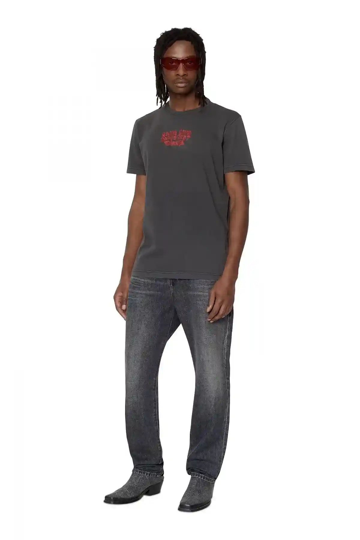 Grey T-shirt with bleeding print