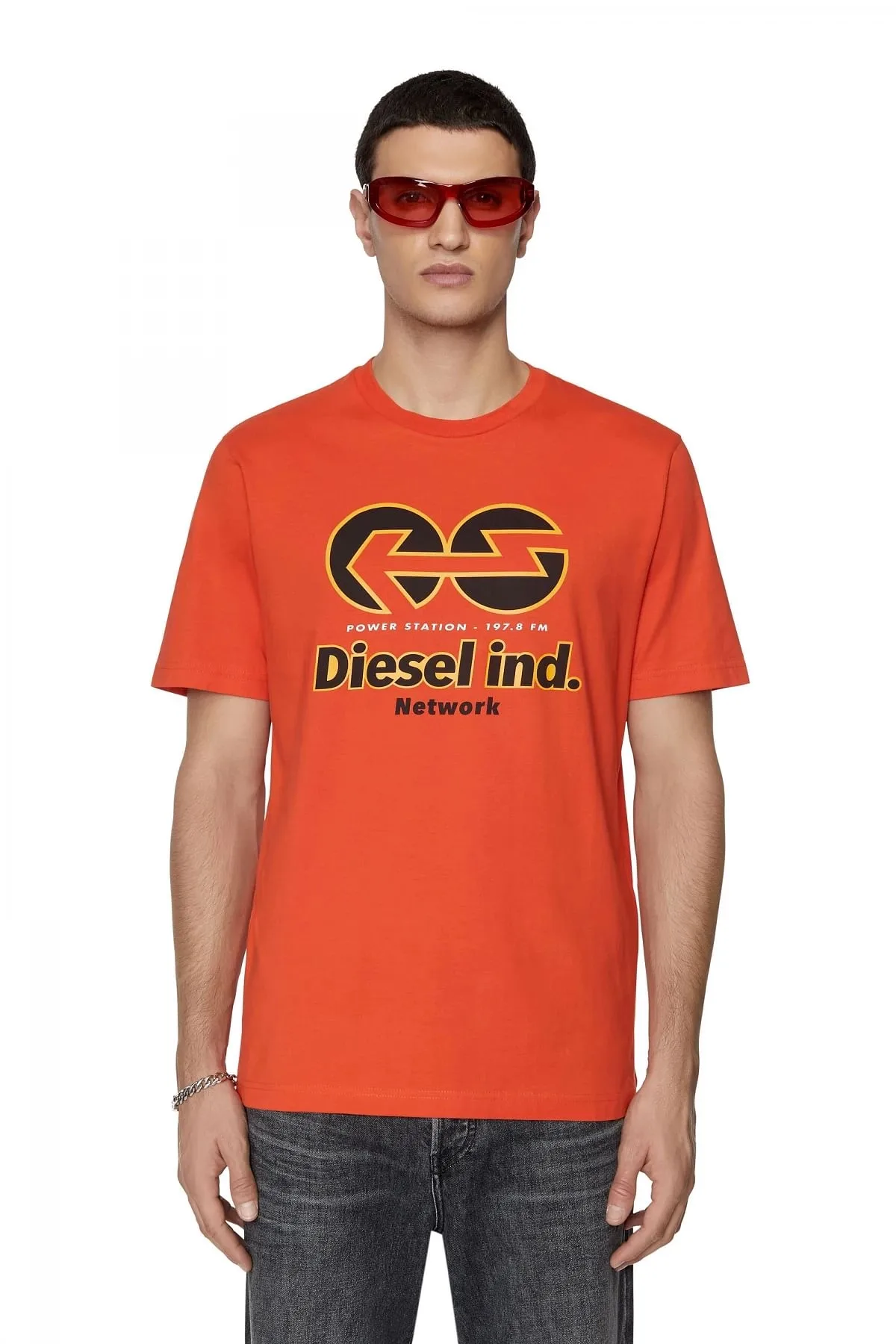 Orange T-shirt with Diesel Network print