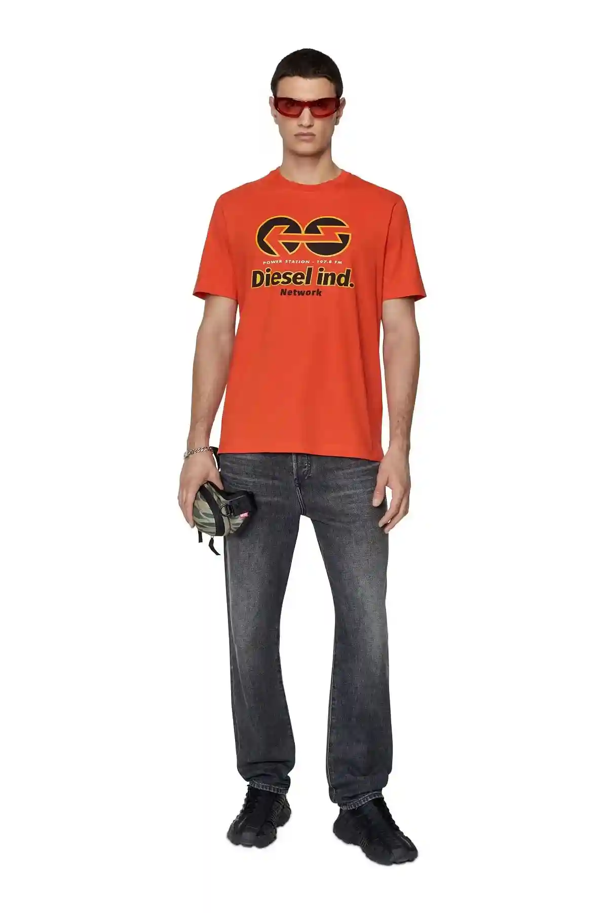 Orange T-shirt with Diesel Network print