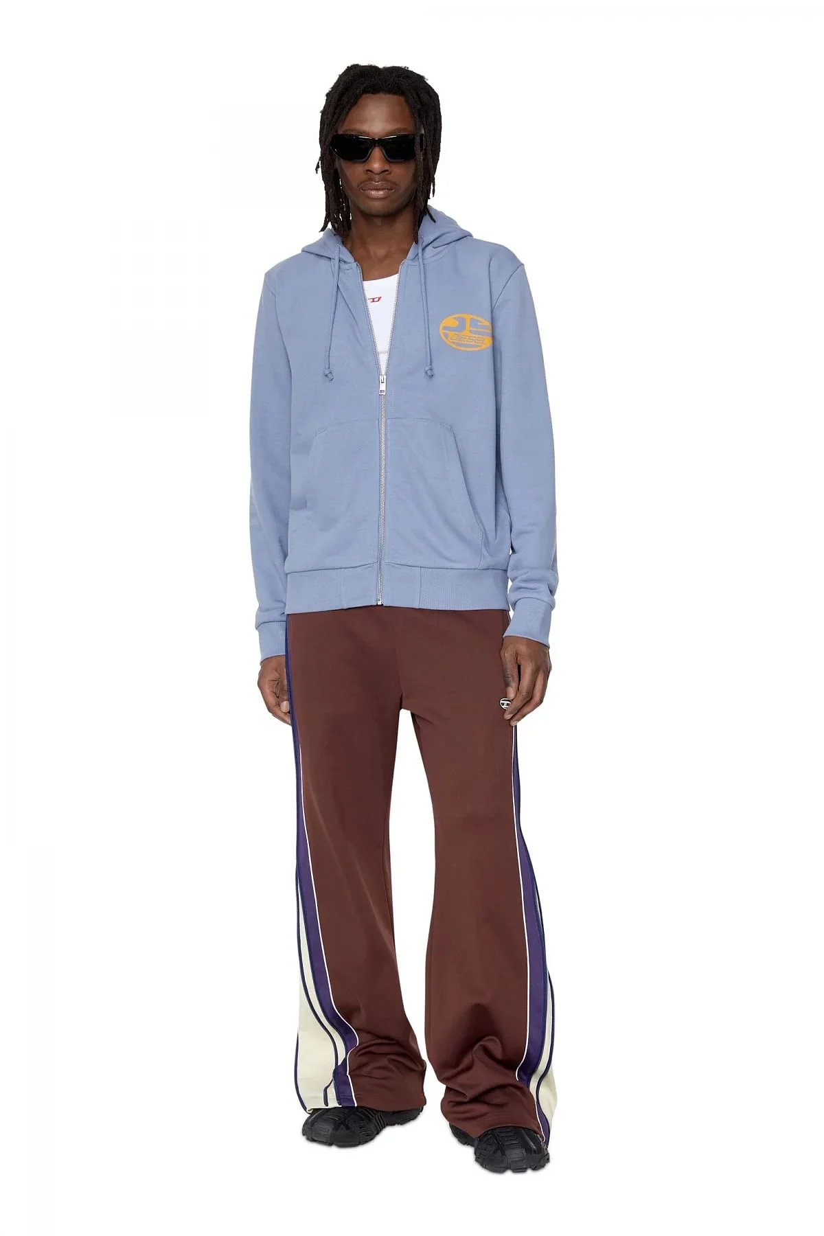Blue Zip-up hoodie with oval logos