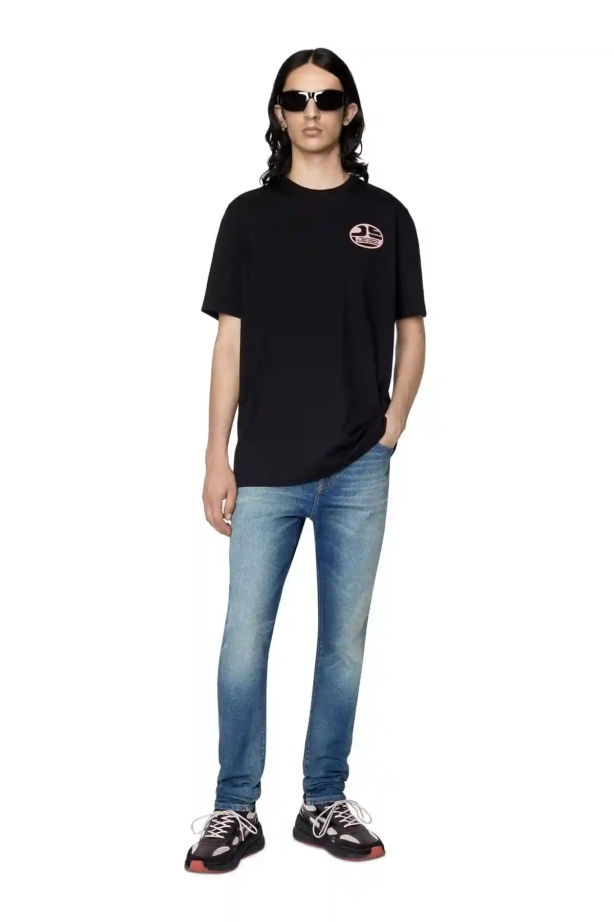 Black T-shirt with oval logos
