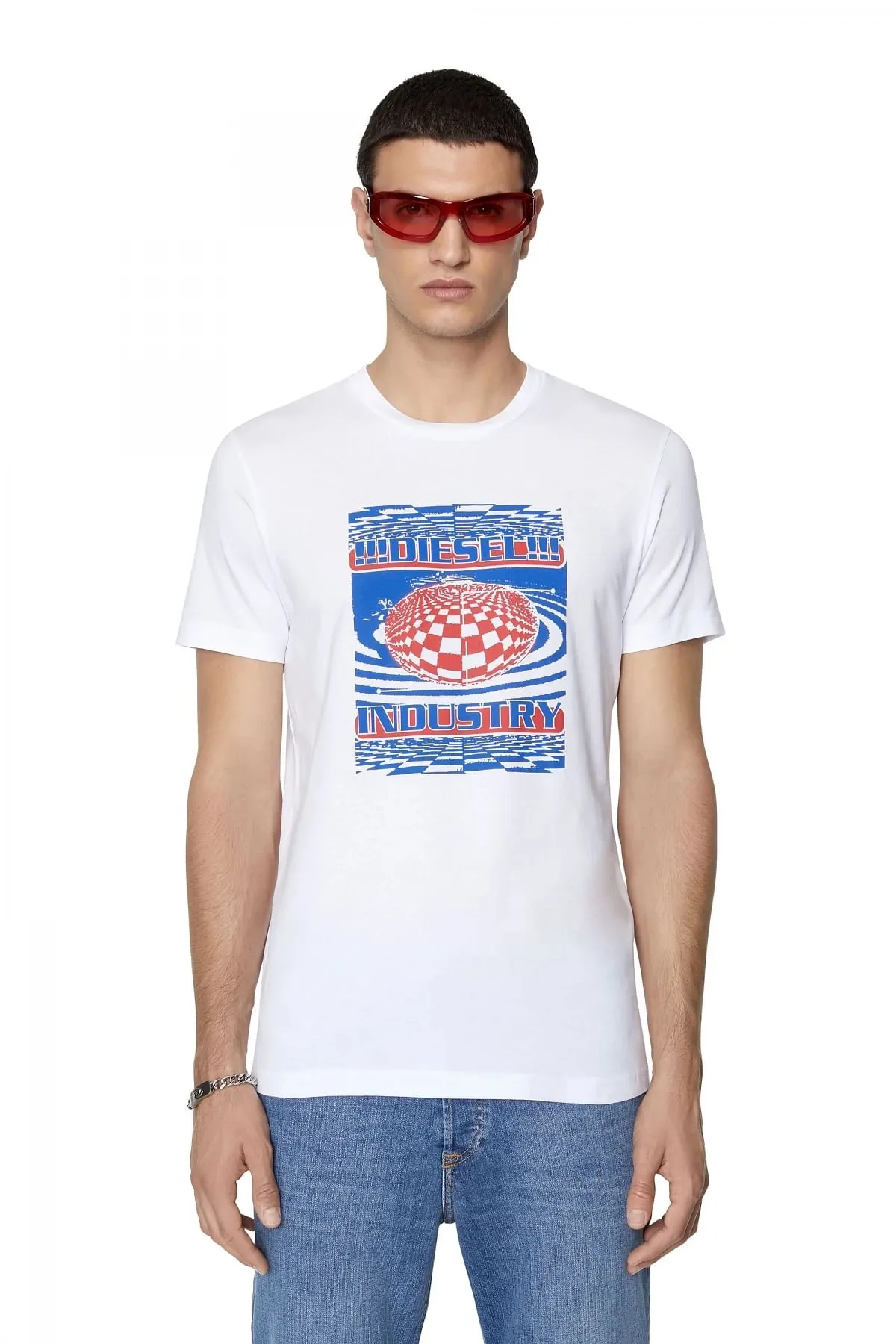 White T-shirt with psychedelic print