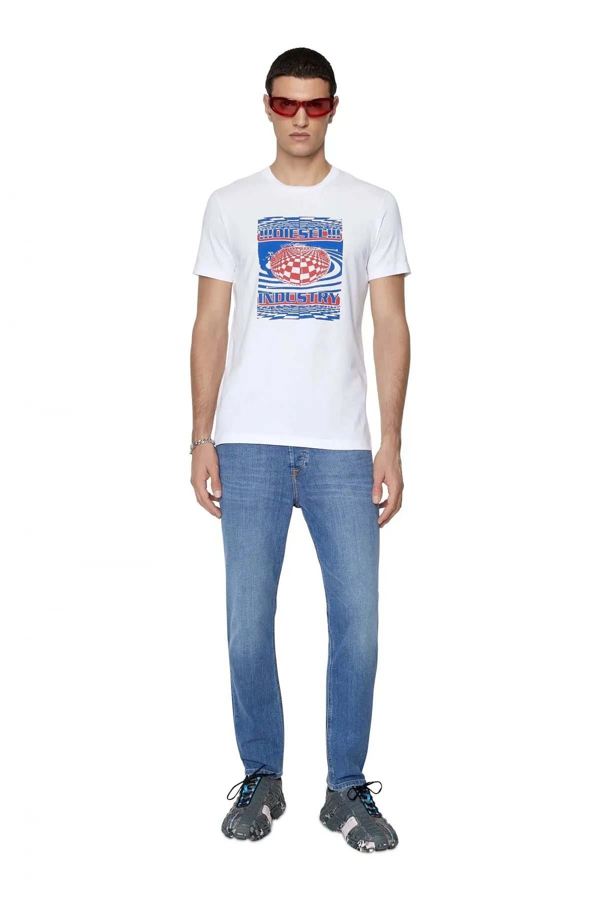 White T-shirt with psychedelic print