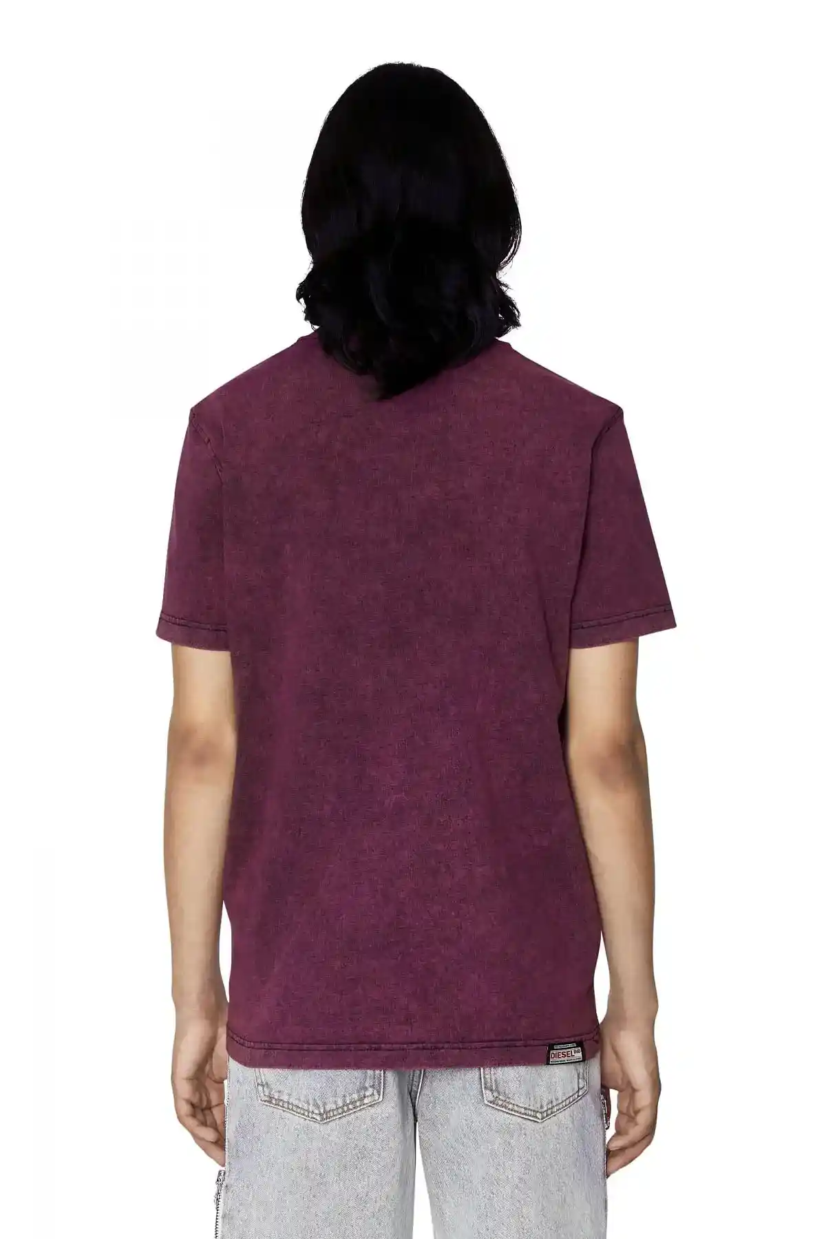 Violet Acid-wash T-shirt with distressed logo