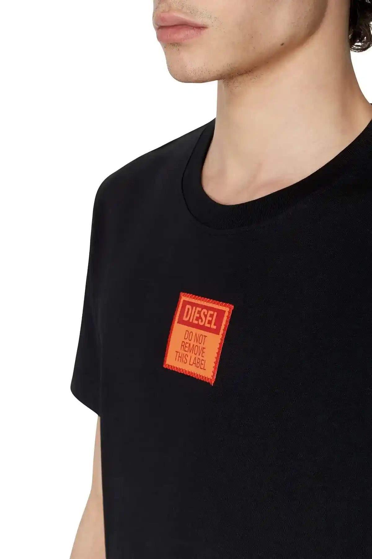 Black T-shirt with with logo patch