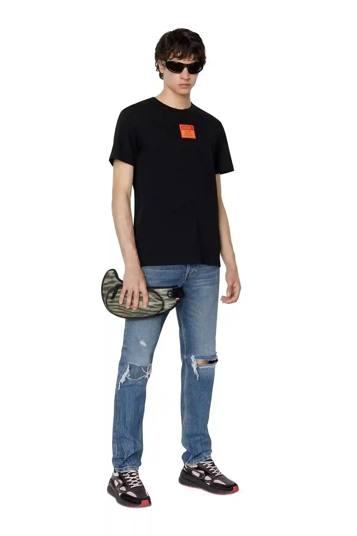 Black T-shirt with with logo patch