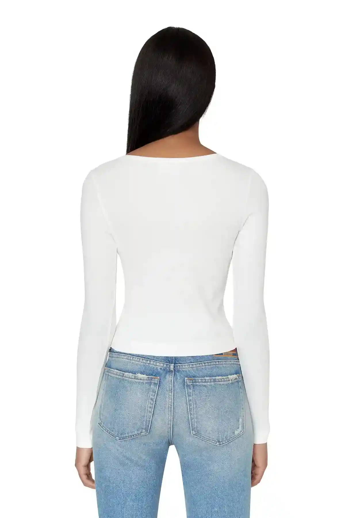 White Long-sleeve top with bleed-through logo