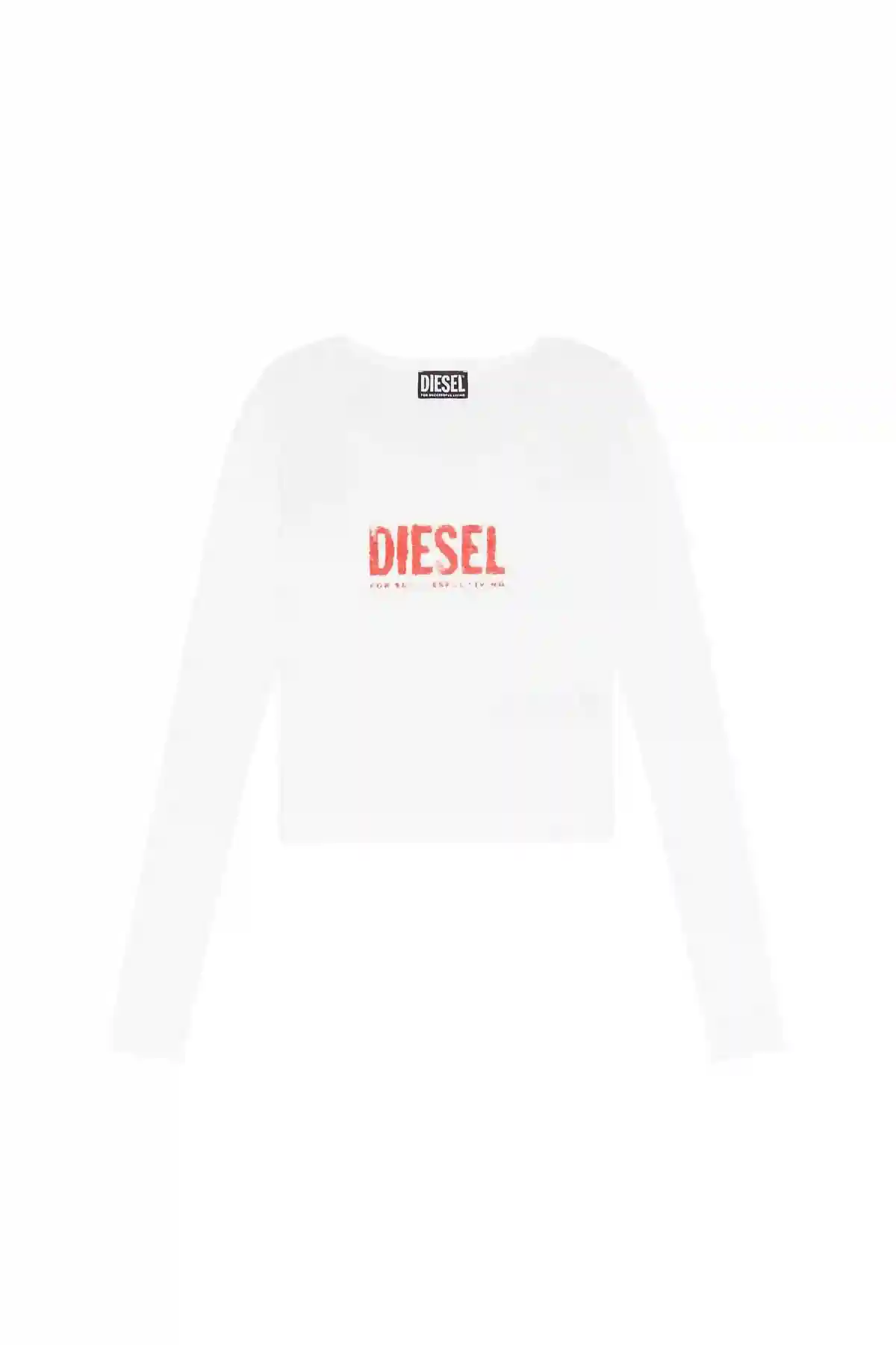 White Long-sleeve top with bleed-through logo