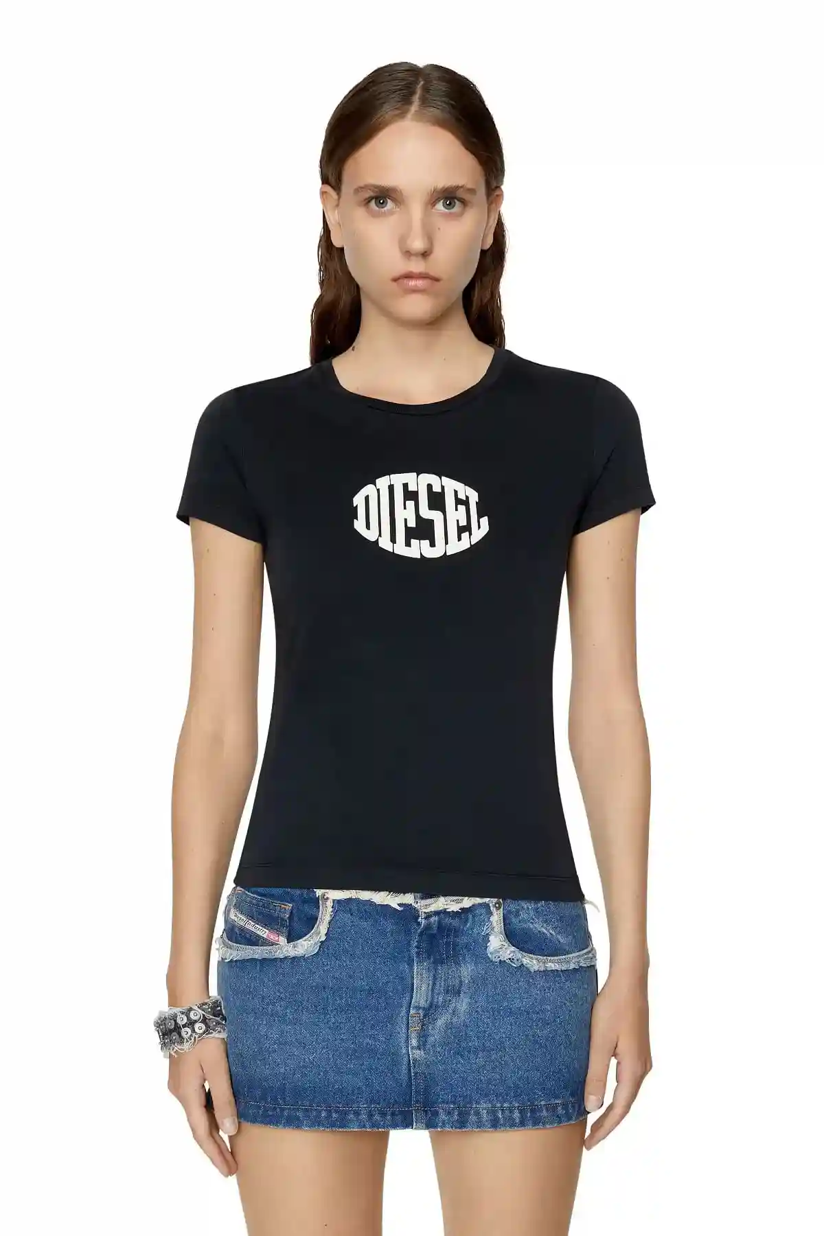 Black T-shirt with puff logo print