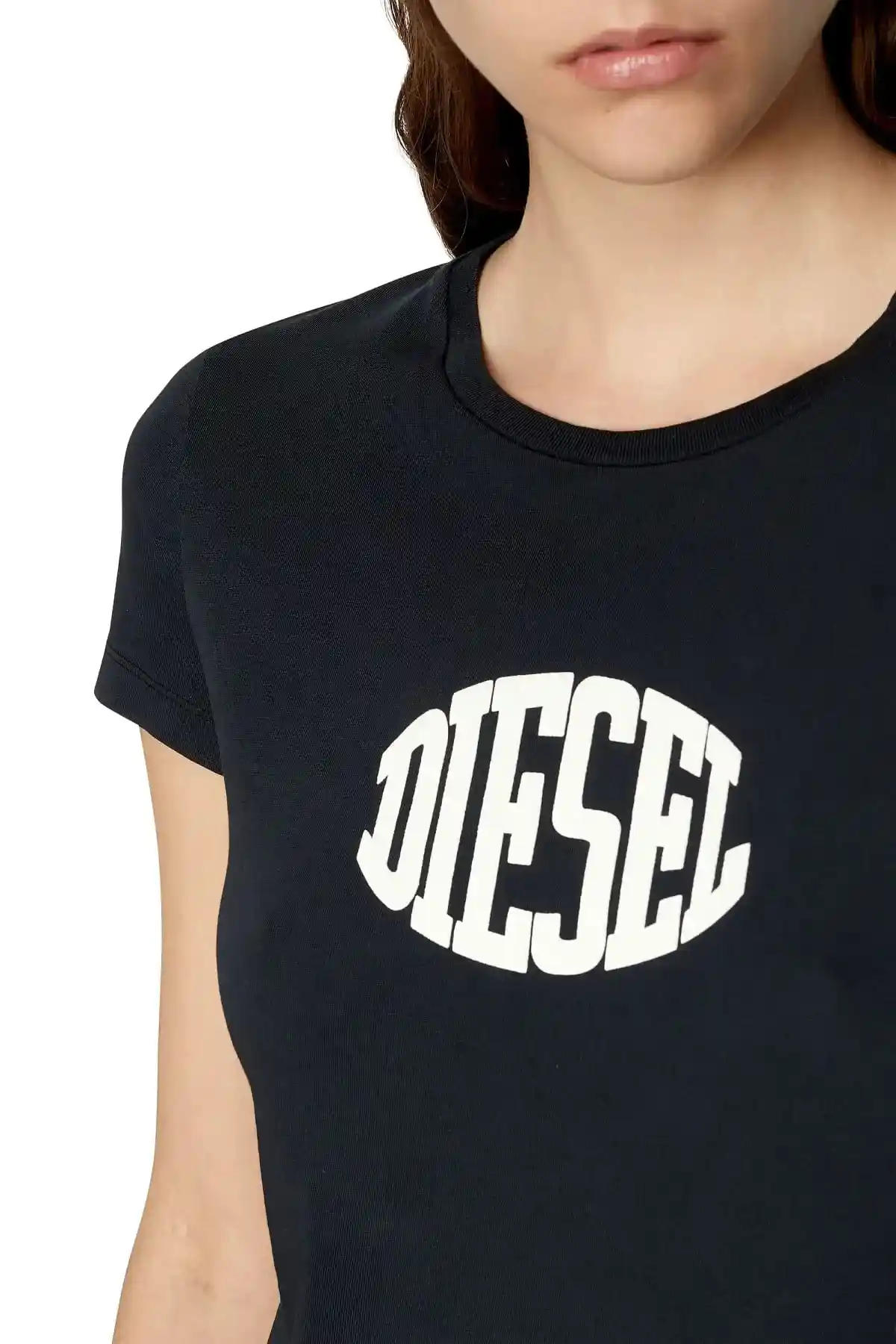 Black T-shirt with puff logo print