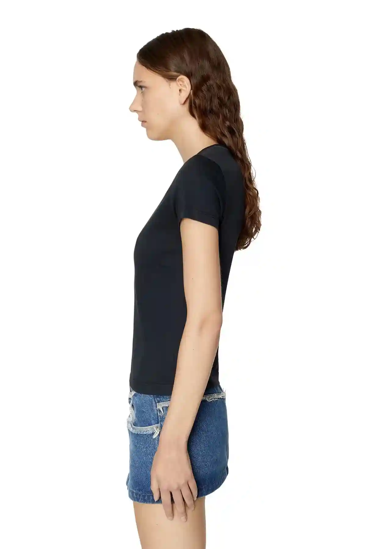 Black T-shirt with puff logo print
