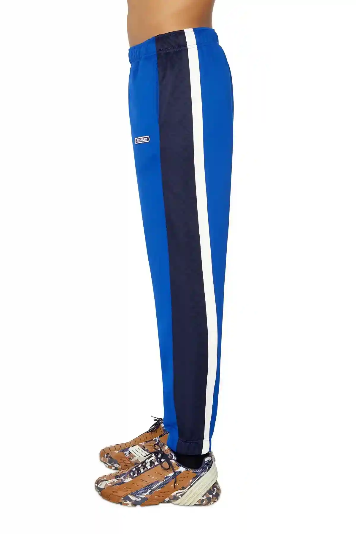 Blue Track pants with logo-jacquard bands