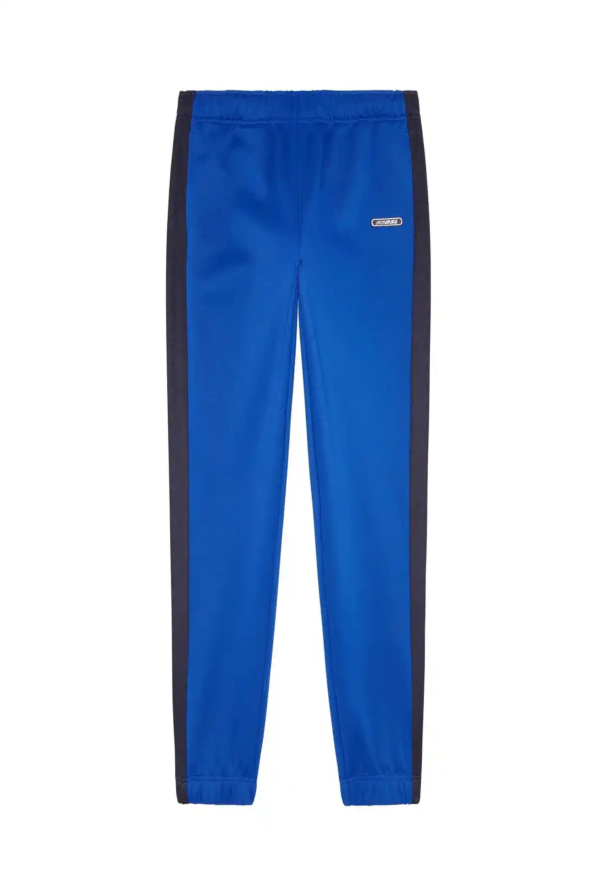 Blue Track pants with logo-jacquard bands