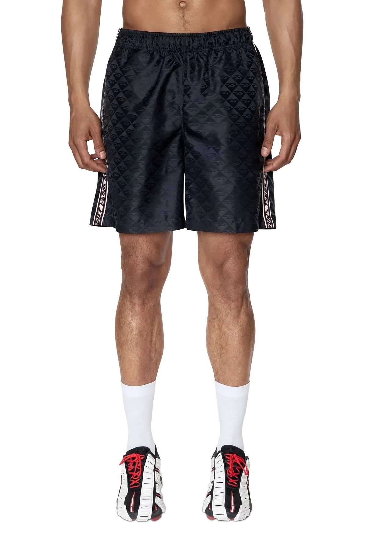 Black Logo-jacquard shorts