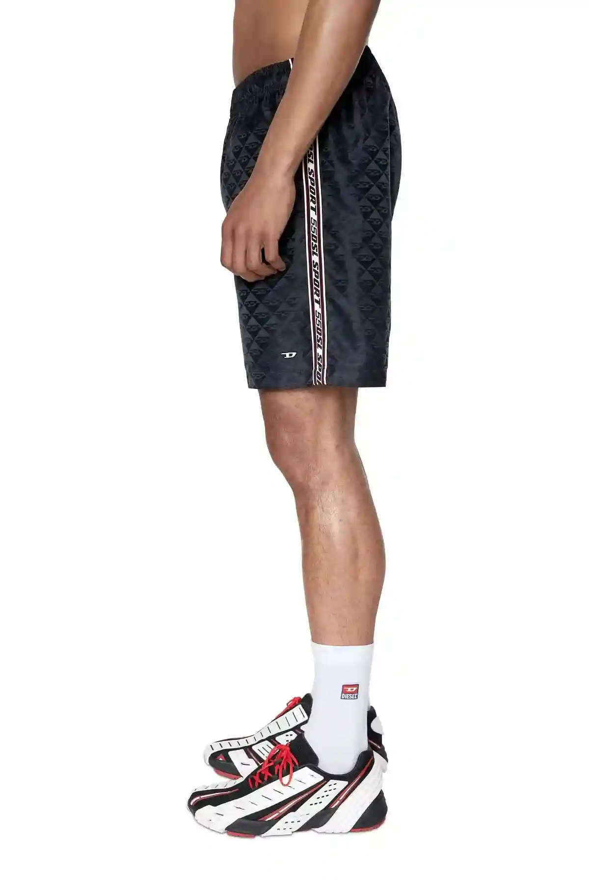 Black Logo-jacquard shorts