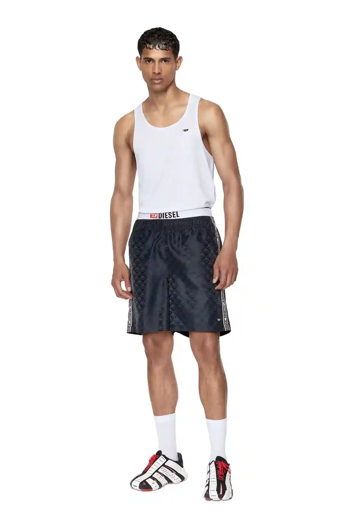 Black Logo-jacquard shorts