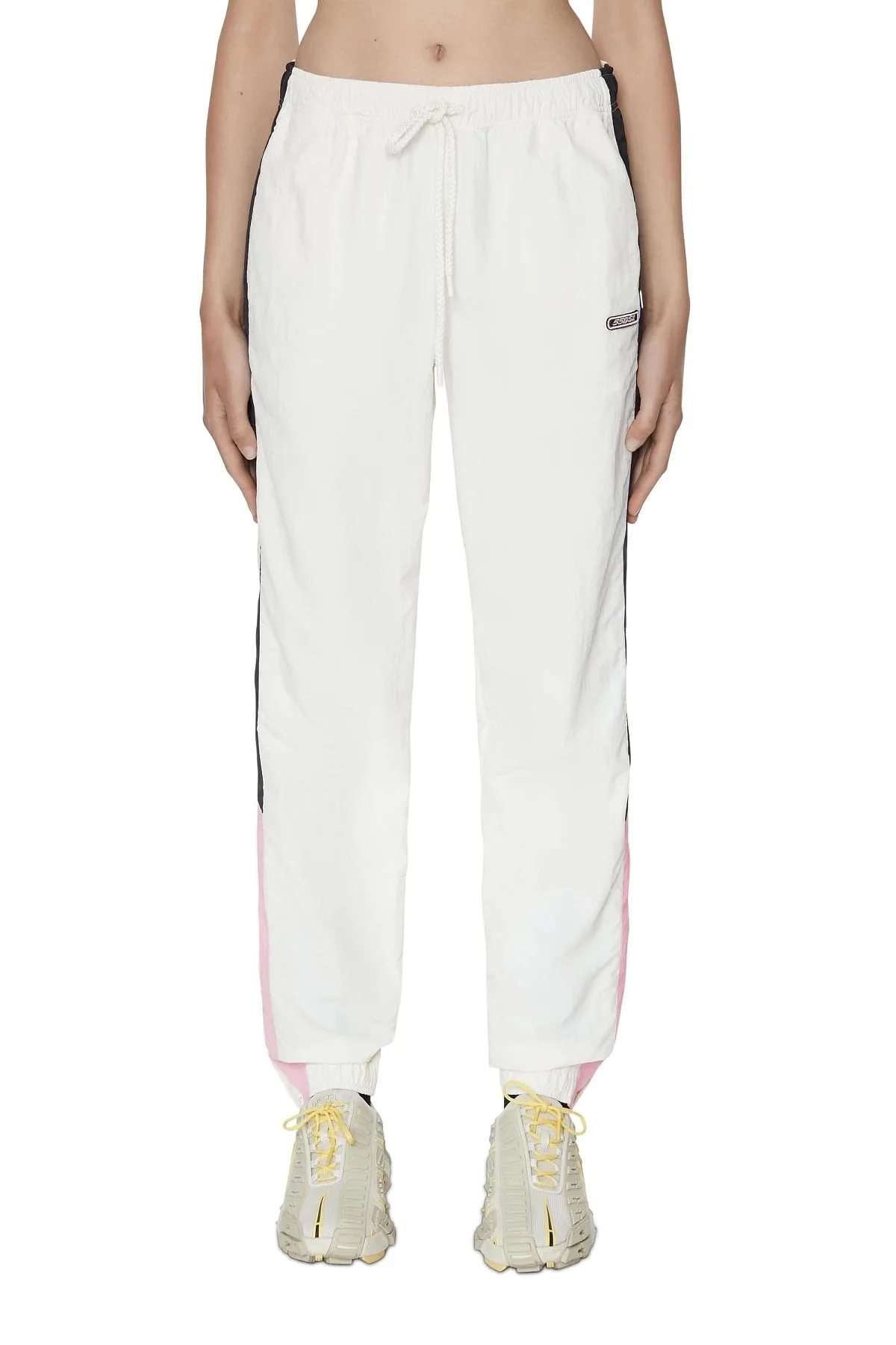 White Track pants in crinkled shell