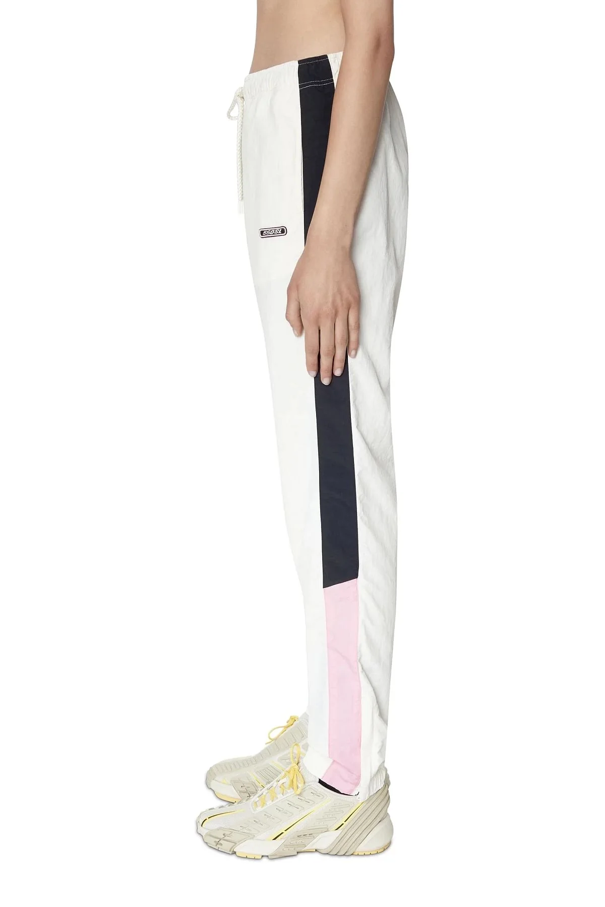 White Track pants in crinkled shell