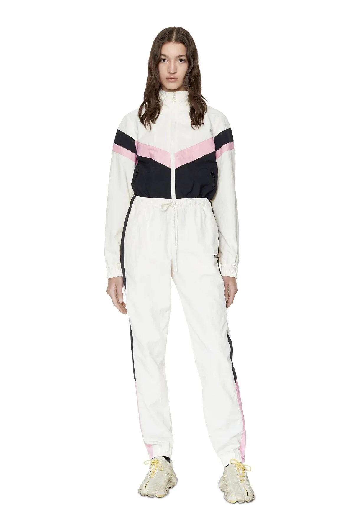 White Track pants in crinkled shell