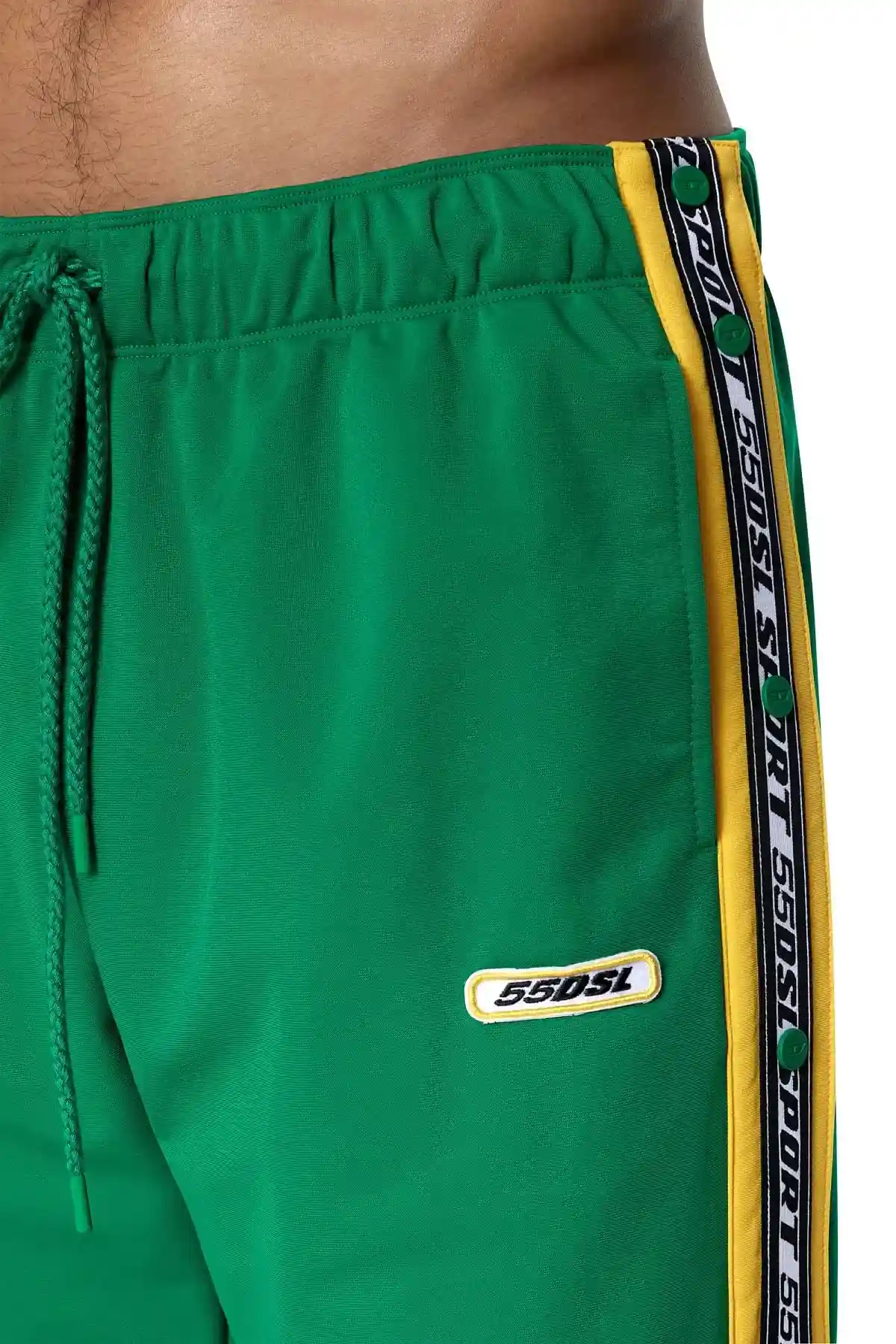 Green Tear-away track pants