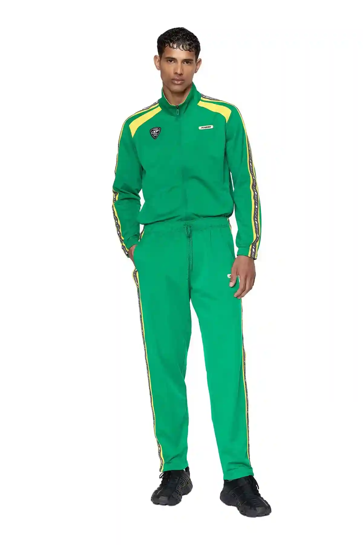 Green Tear-away track pants