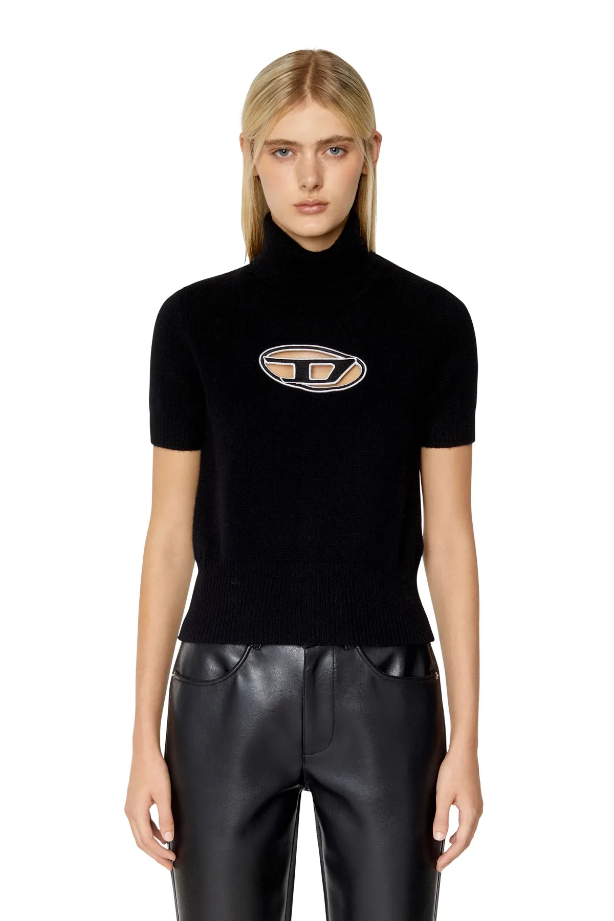 Black Short-sleeve jumper with cut-out logo