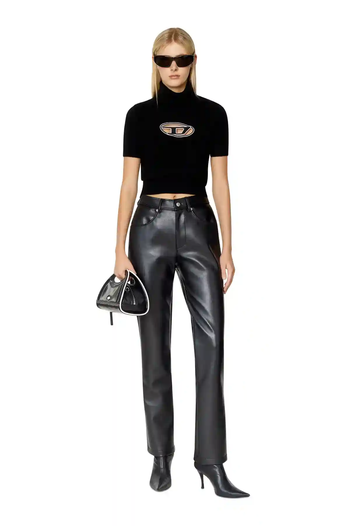 Black Short-sleeve jumper with cut-out logo