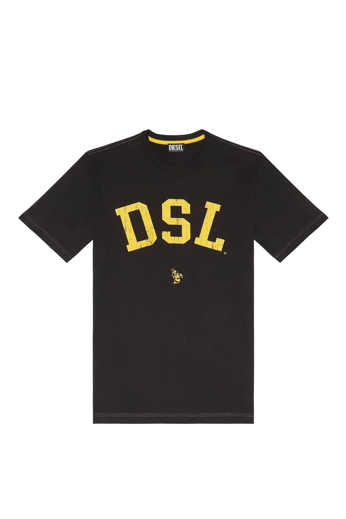 Black T-shirt with flock logo print