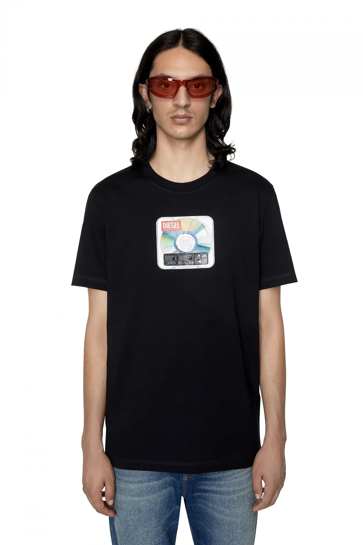 Black T-shirt with Diesel CD print