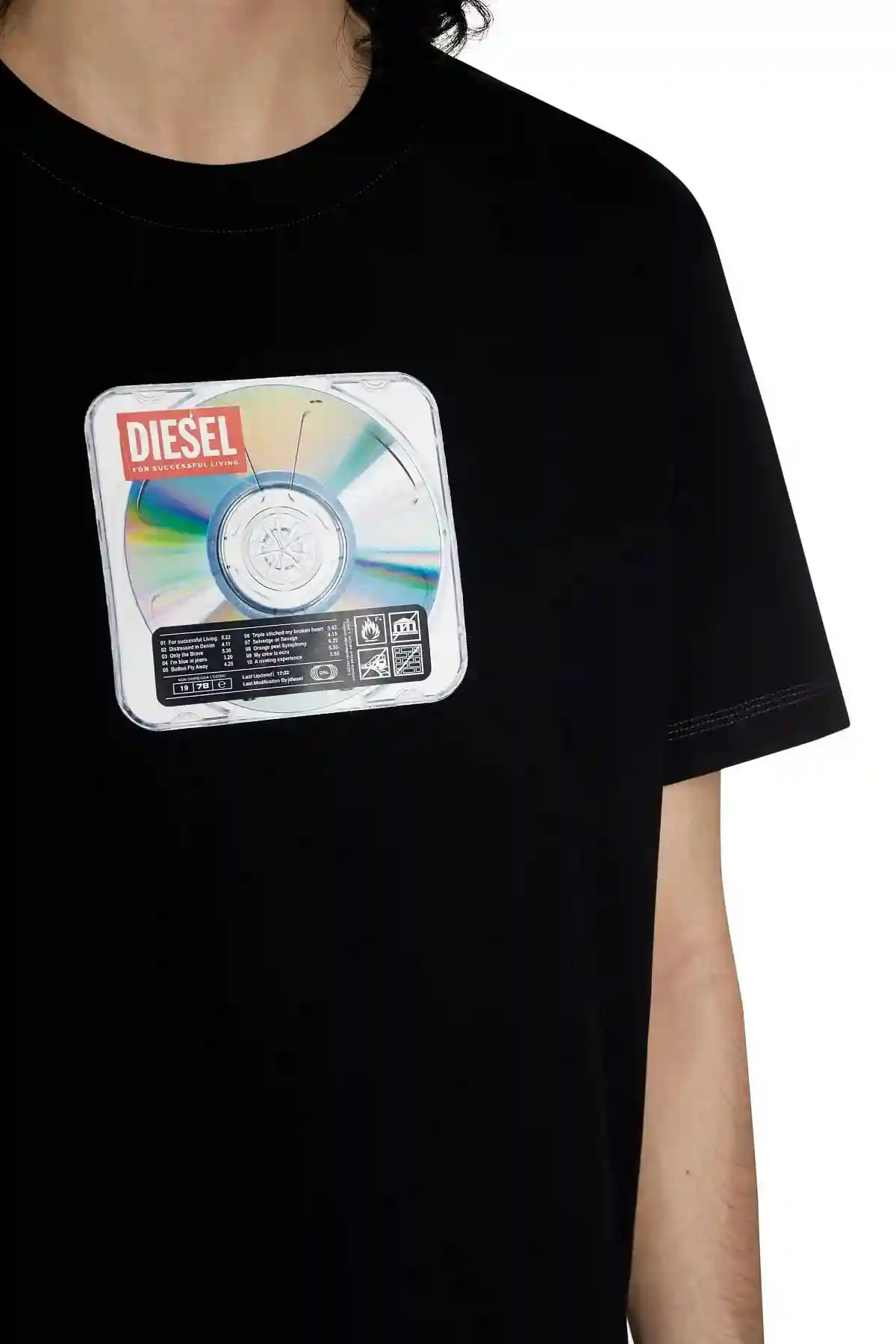 Black T-shirt with Diesel CD print