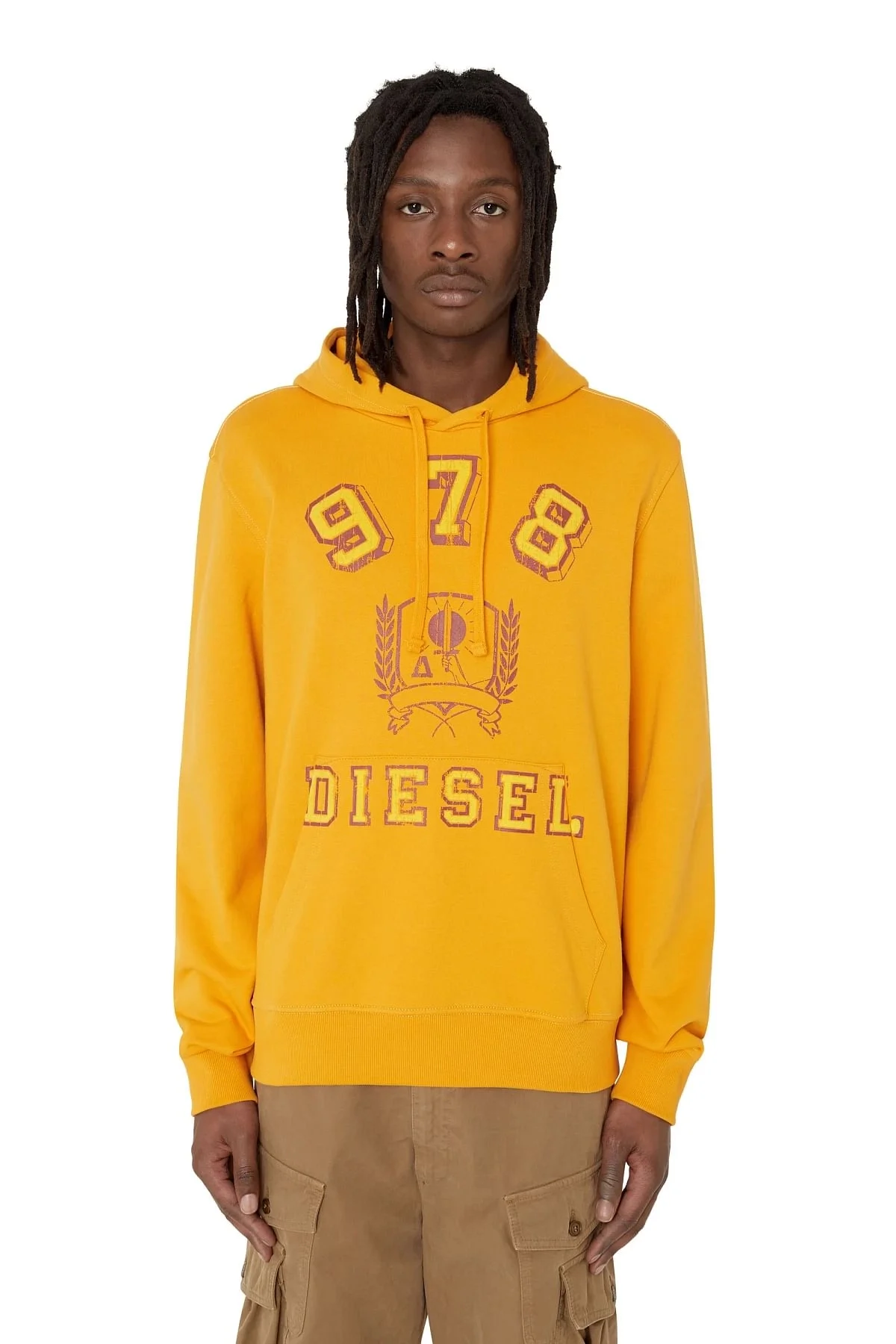 Yellow Hoodie with 978 Diesel crest logo