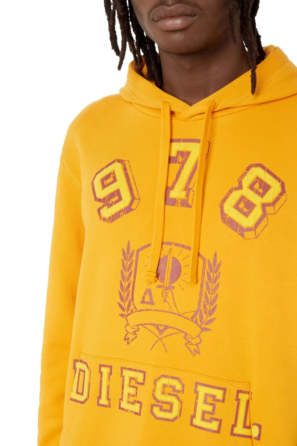 Yellow Hoodie with 978 Diesel crest logo