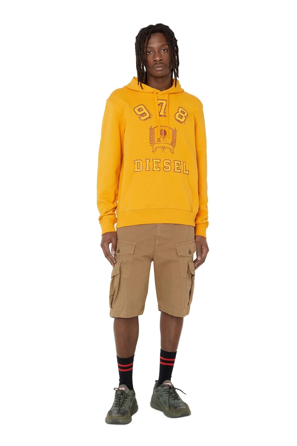 Yellow Hoodie with 978 Diesel crest logo