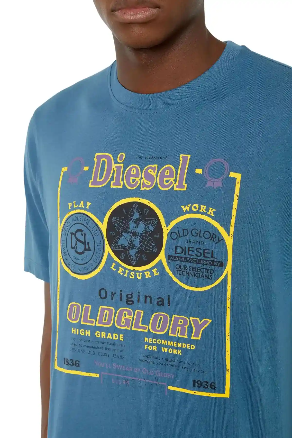 Blue T-shirt with Diesel Old Glory print