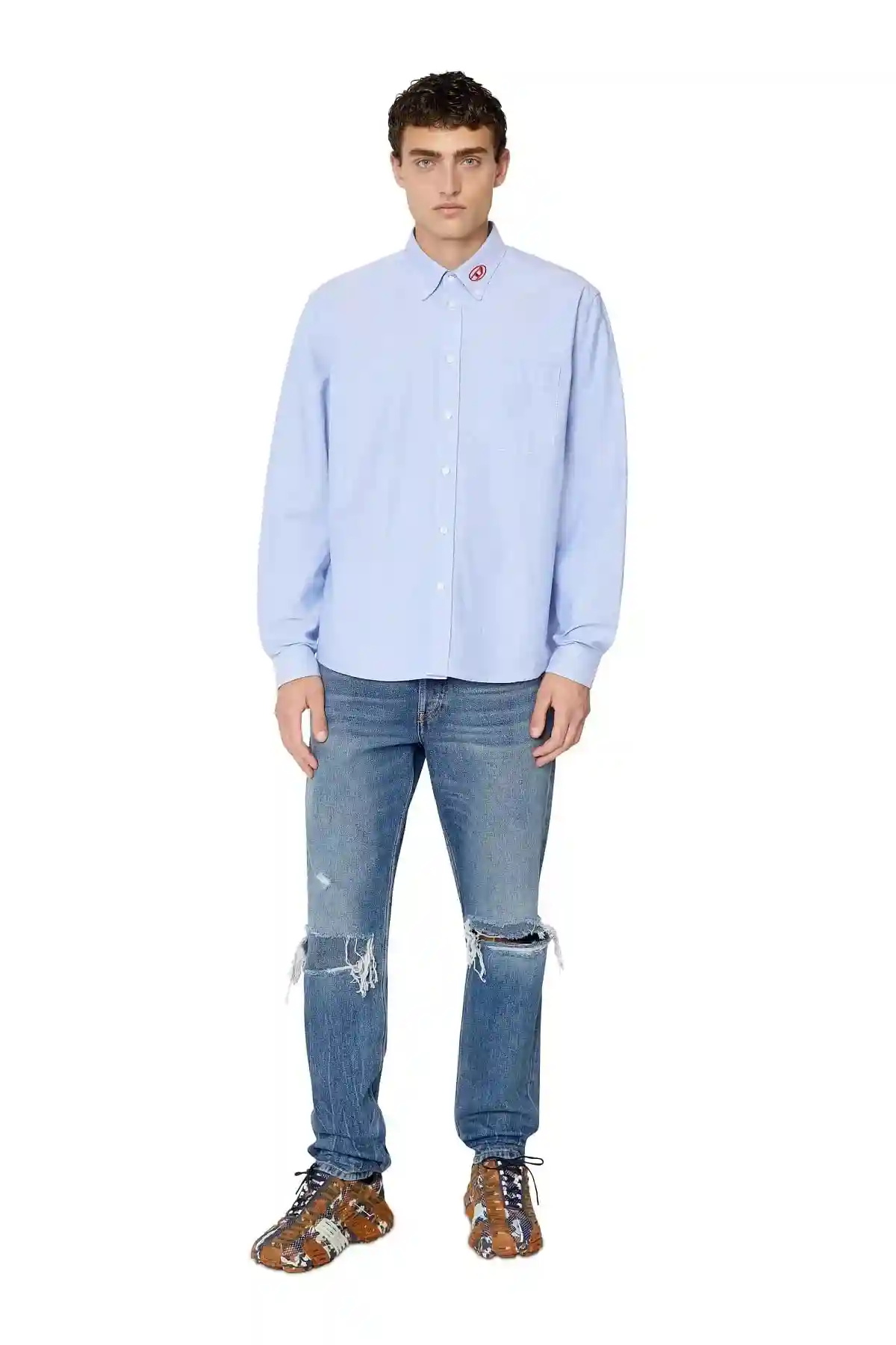 Blue Button-down shirt in cotton Oxford